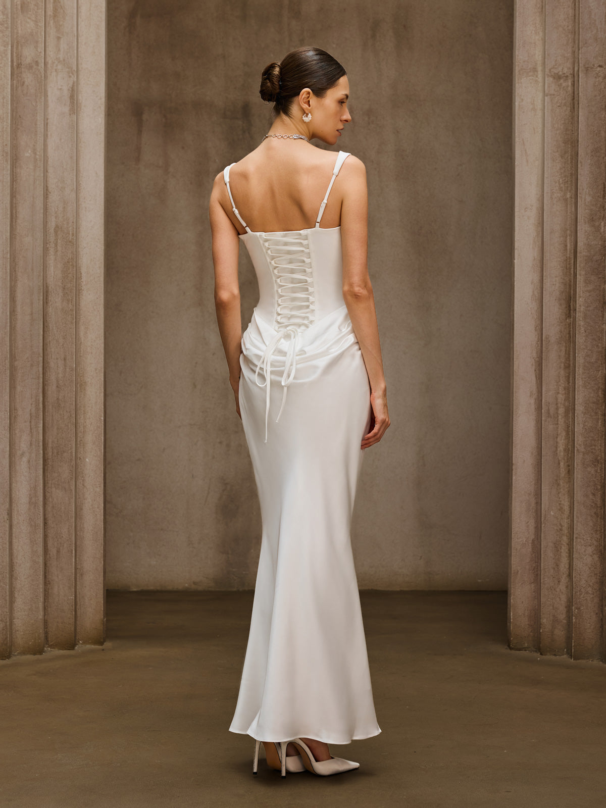 Duyen Sleeveless Corset Maxi Dress In White