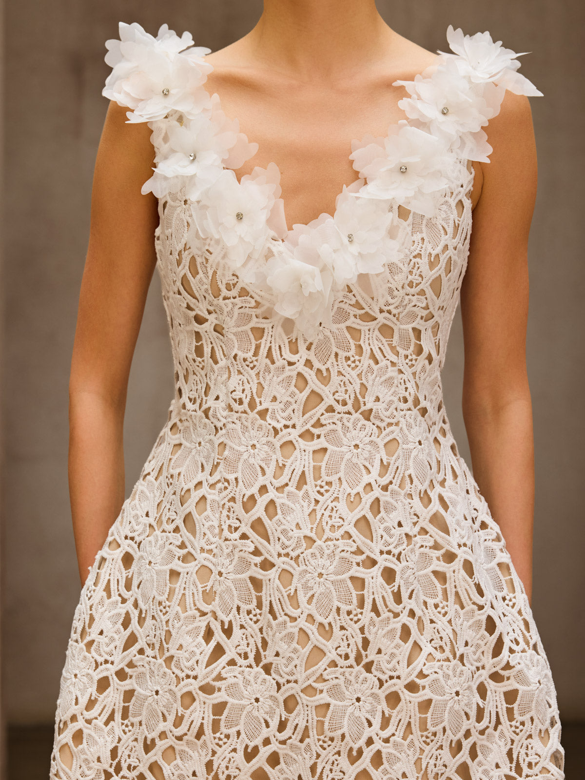 Dwojra V Neck Flower Embroidered Mini Dress