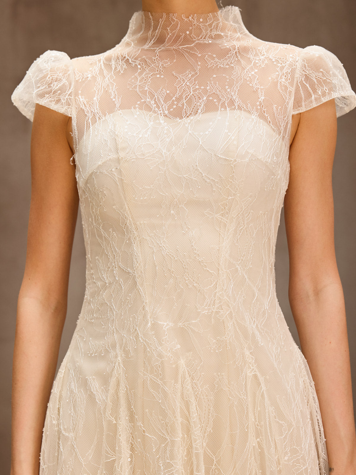 Dyzma Sequin Lace Midi Dress In White