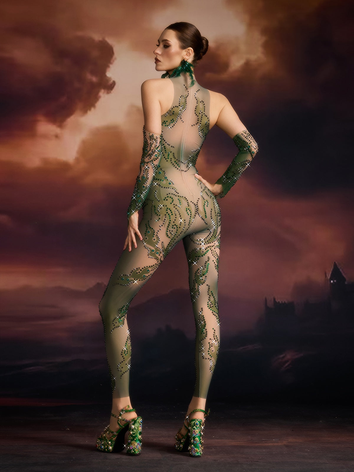 Elisae Sleeveless Rhinestone Jumpsuit