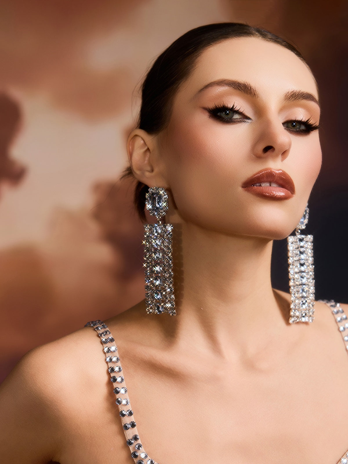 Elizara Rhinestone Fringe Earrings