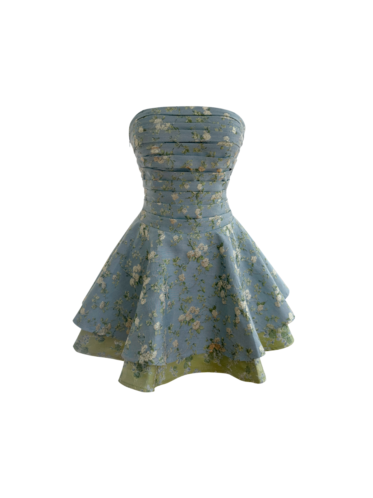 Eluvyra Strapless Floral Lace Up Mini Dress