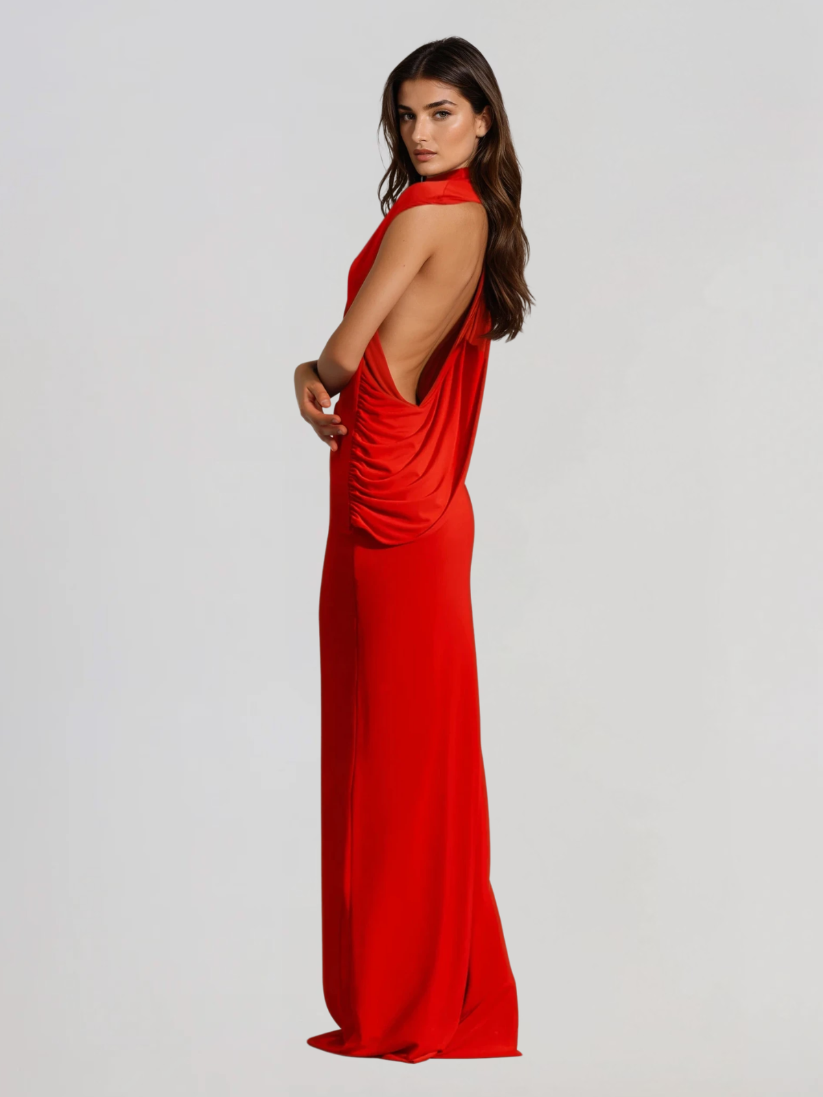 Elviro Backless Ruched Maxi Dress