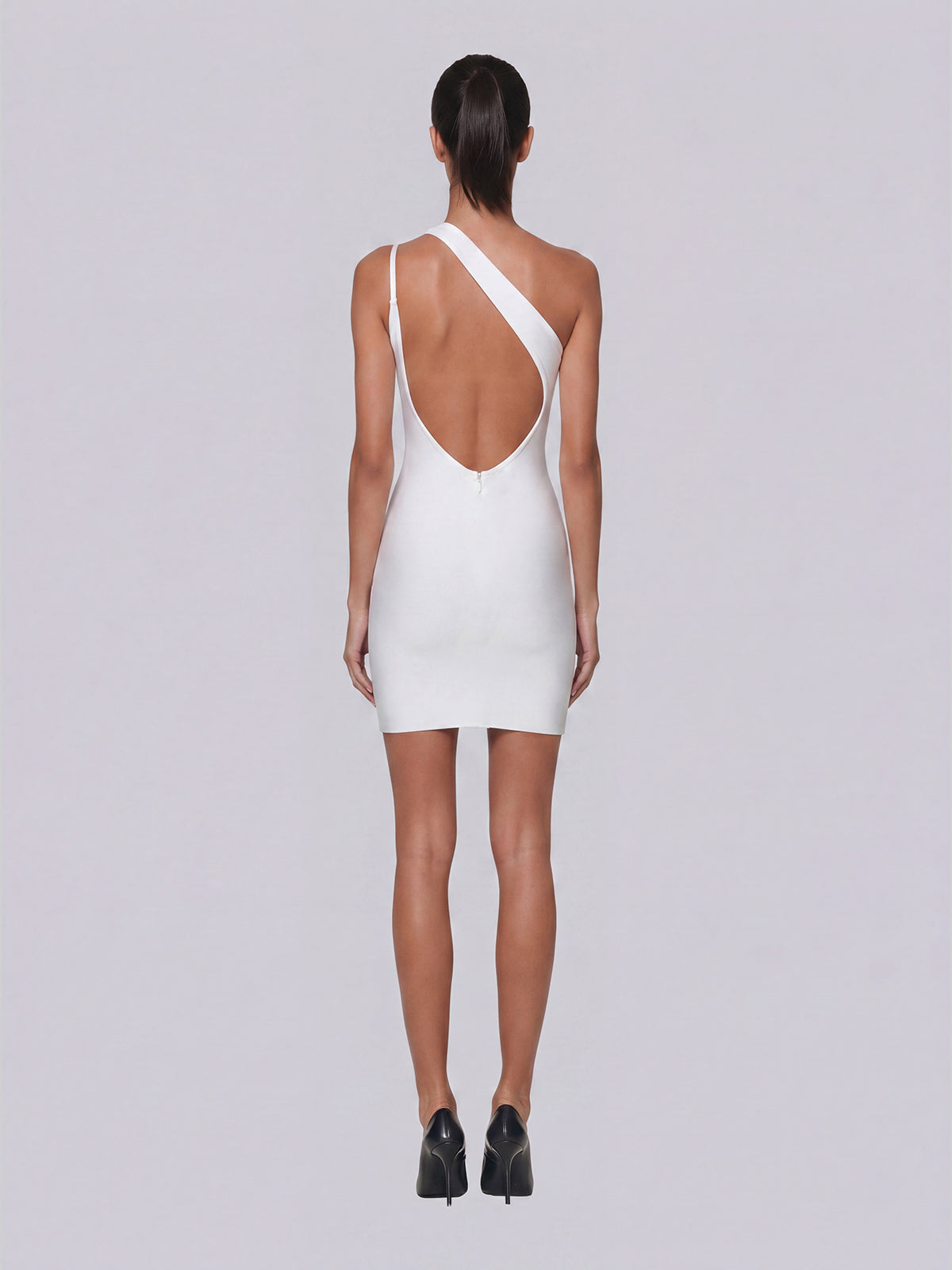 Elyndric One Shoulder Bandage Mini Dress In White