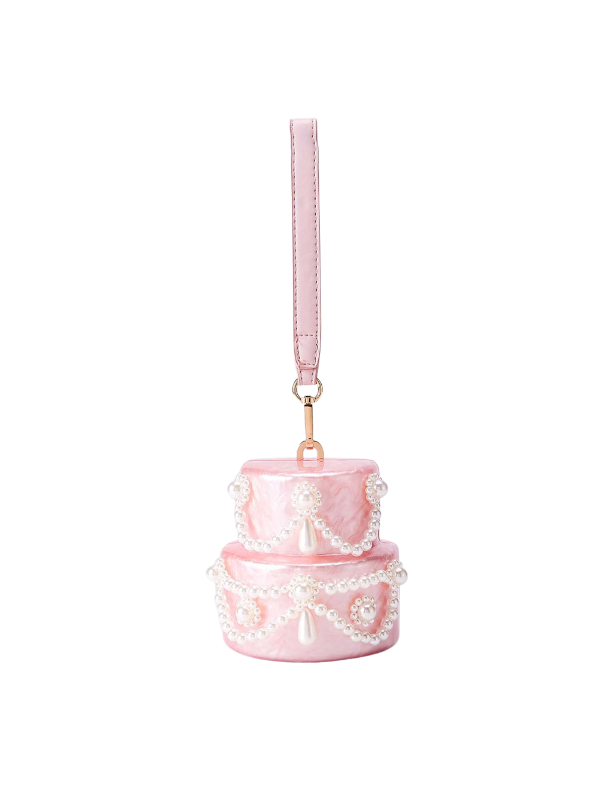 Elyxora Pearl Acrylic Cake Clutch In Blush