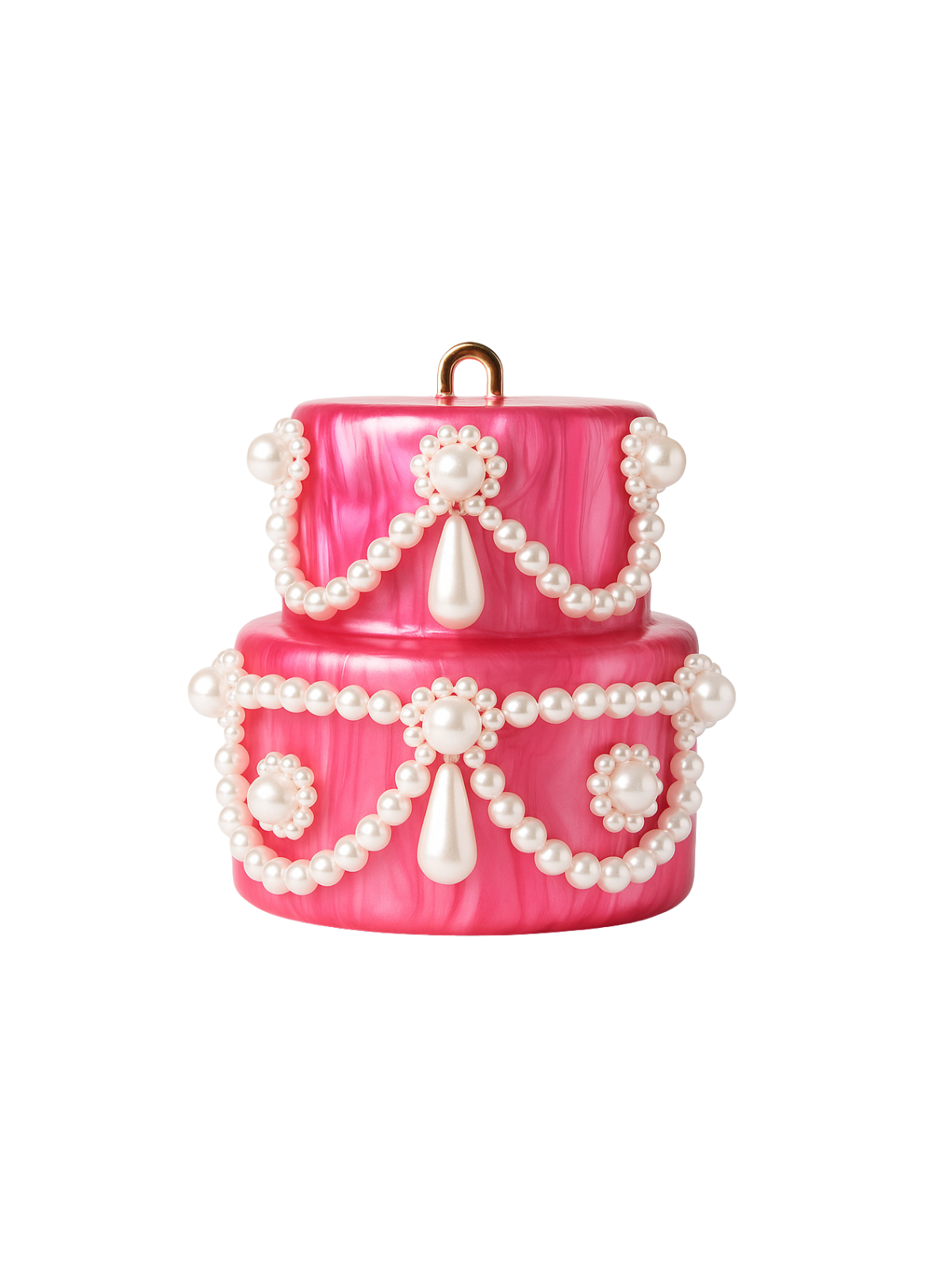 Elyxora Pearl Acrylic Cake Clutch In Hot Pink