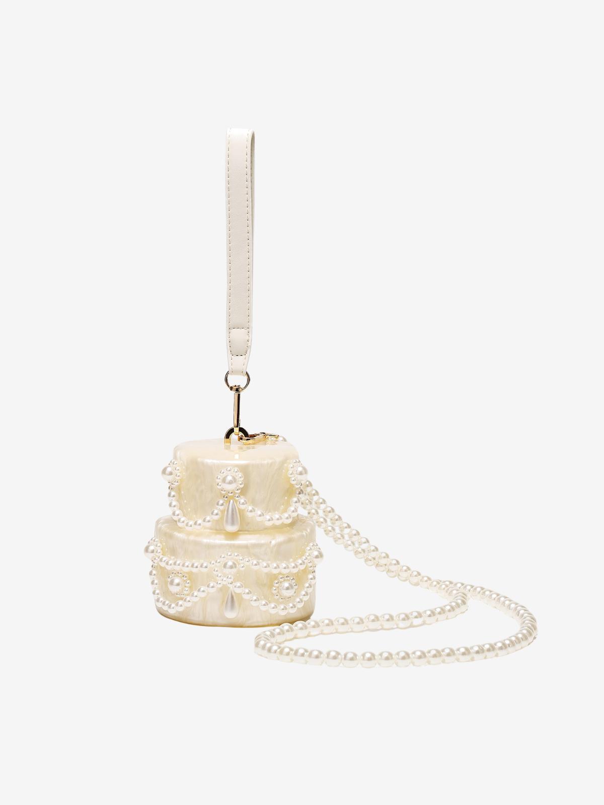 Elyxora Pearl Acrylic Cake Clutch In White