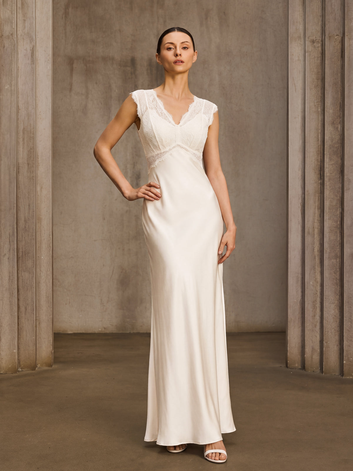 Emelyn V Neck Lace Maxi Dress
