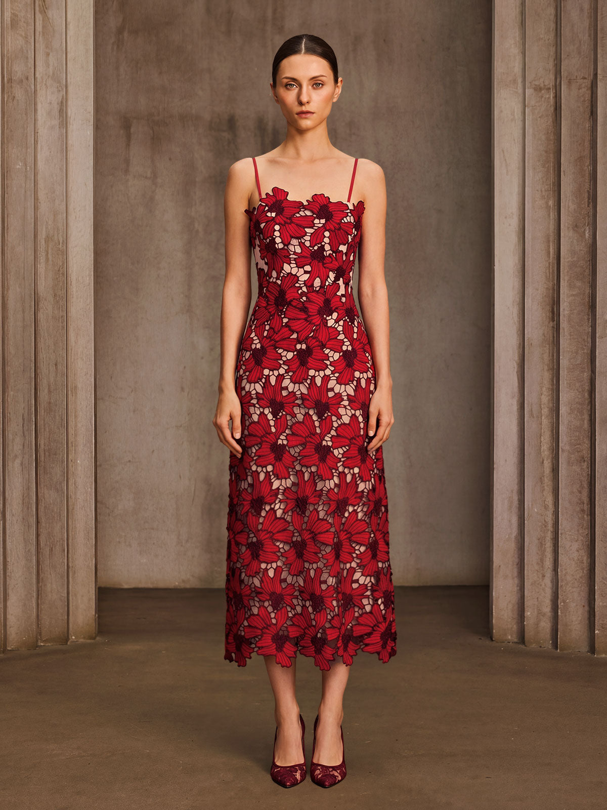 Endelyn Strapless Sequin Floral Midi Dress