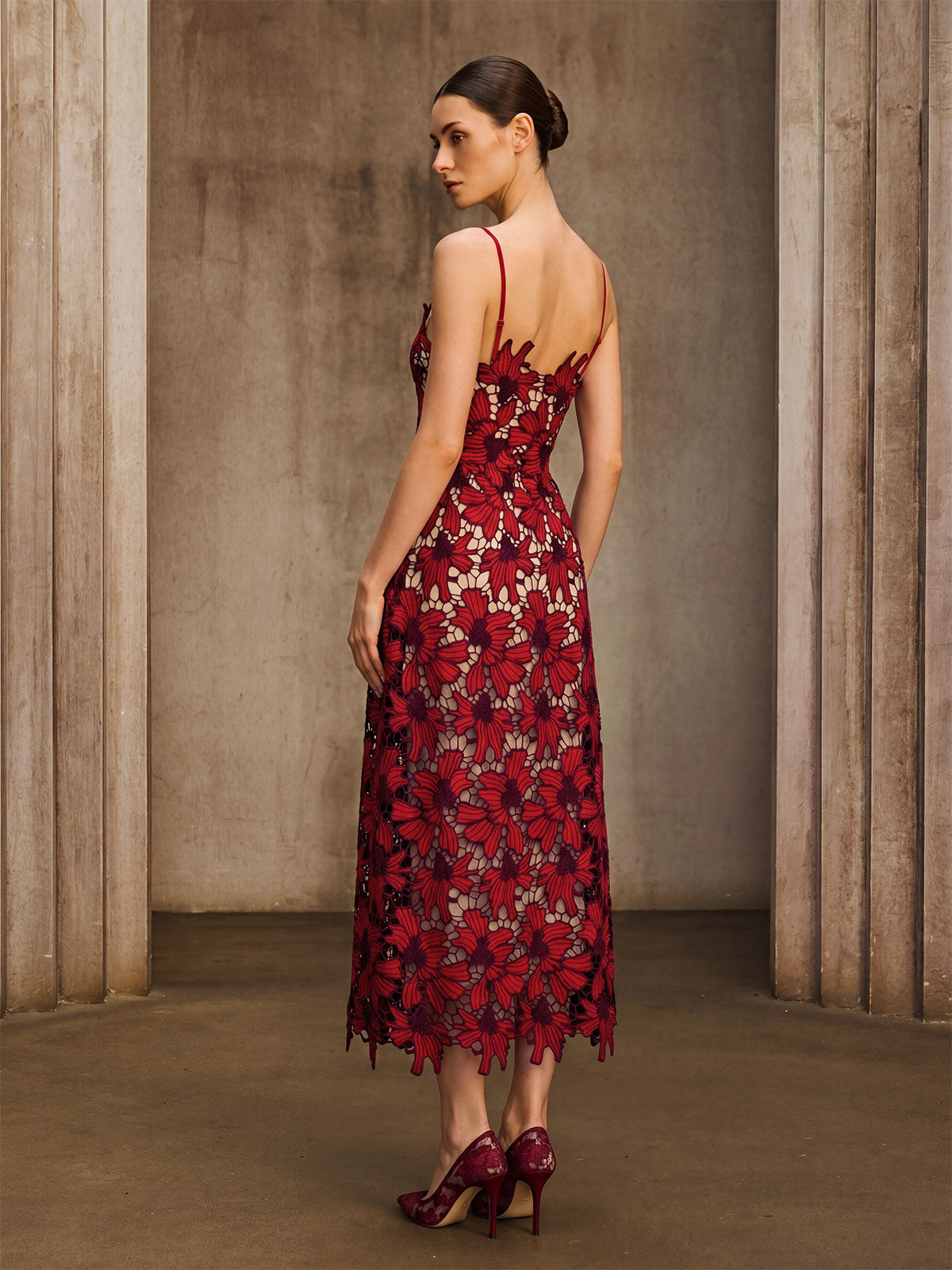 Endelyn Strapless Sequin Floral Midi Dress