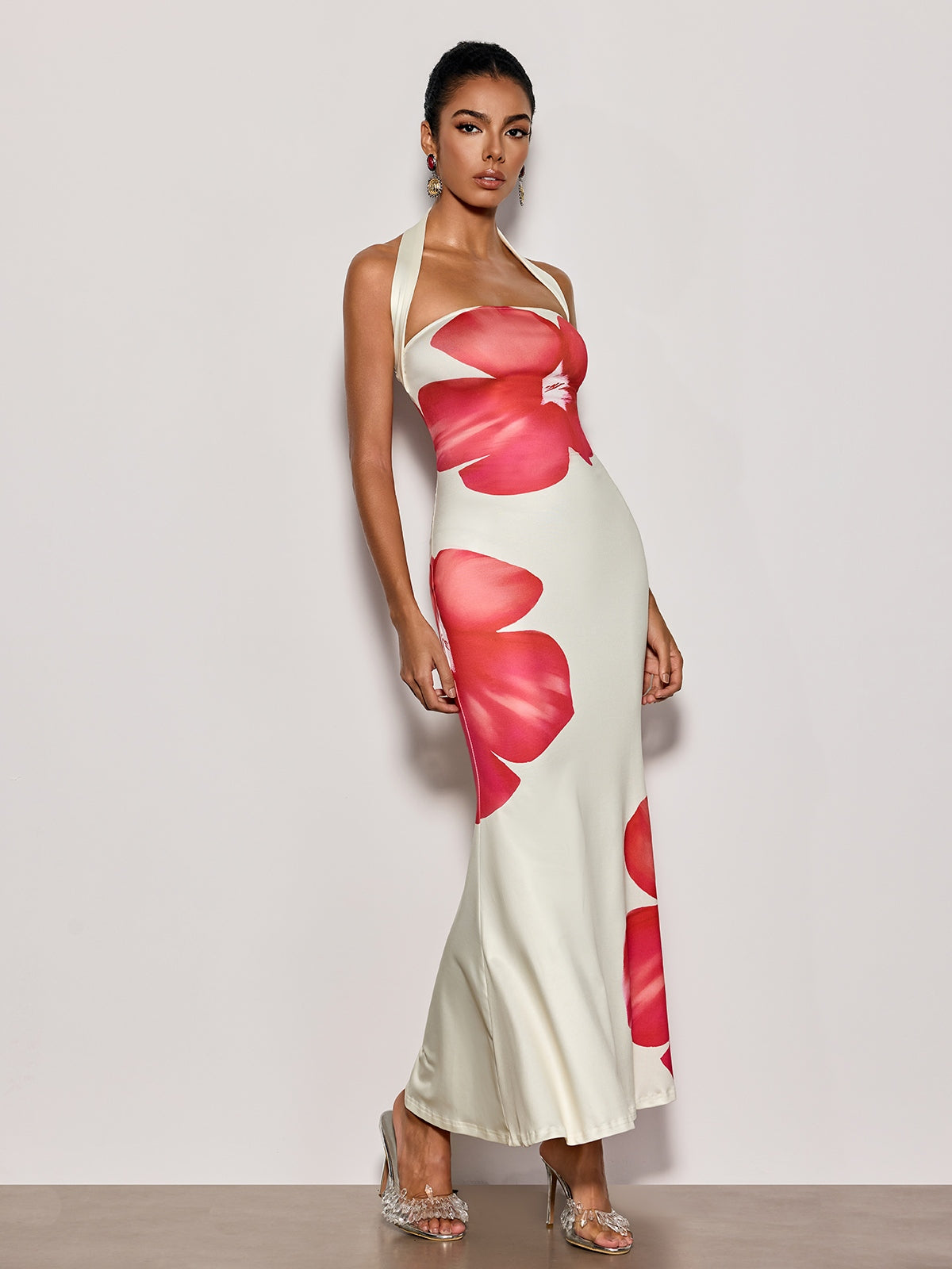 Esmor Halterneck Floral Maxi Dress
