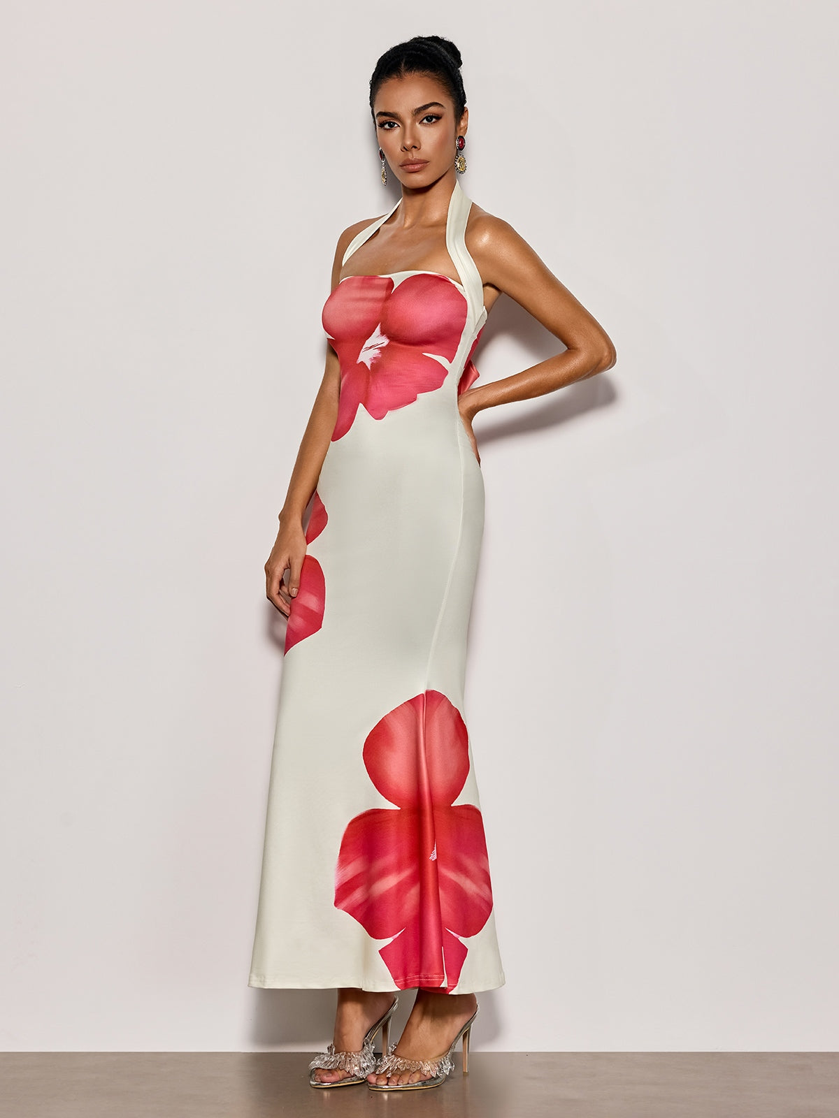 Esmor Halterneck Floral Maxi Dress