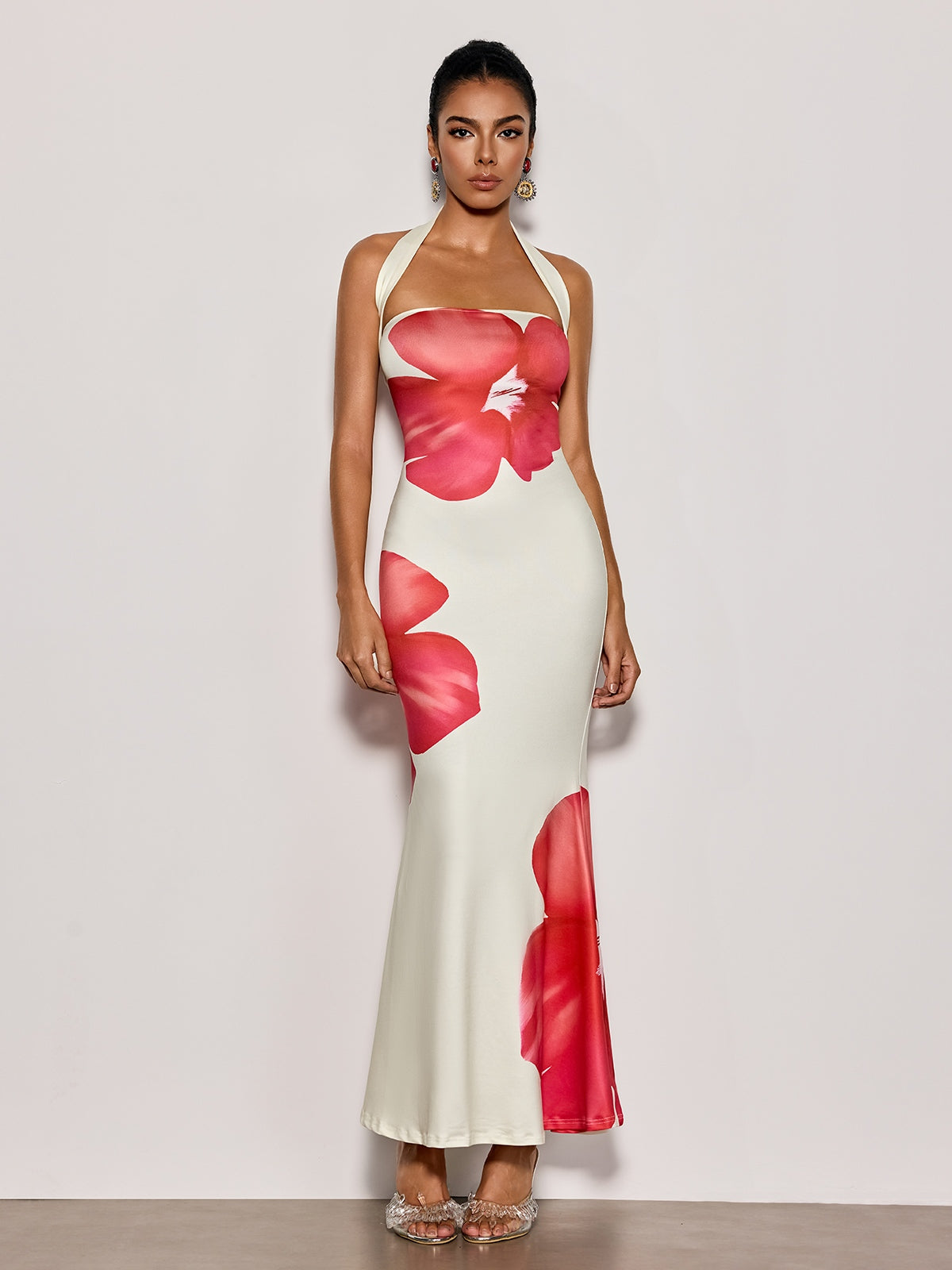 Esmor Halterneck Floral Maxi Dress