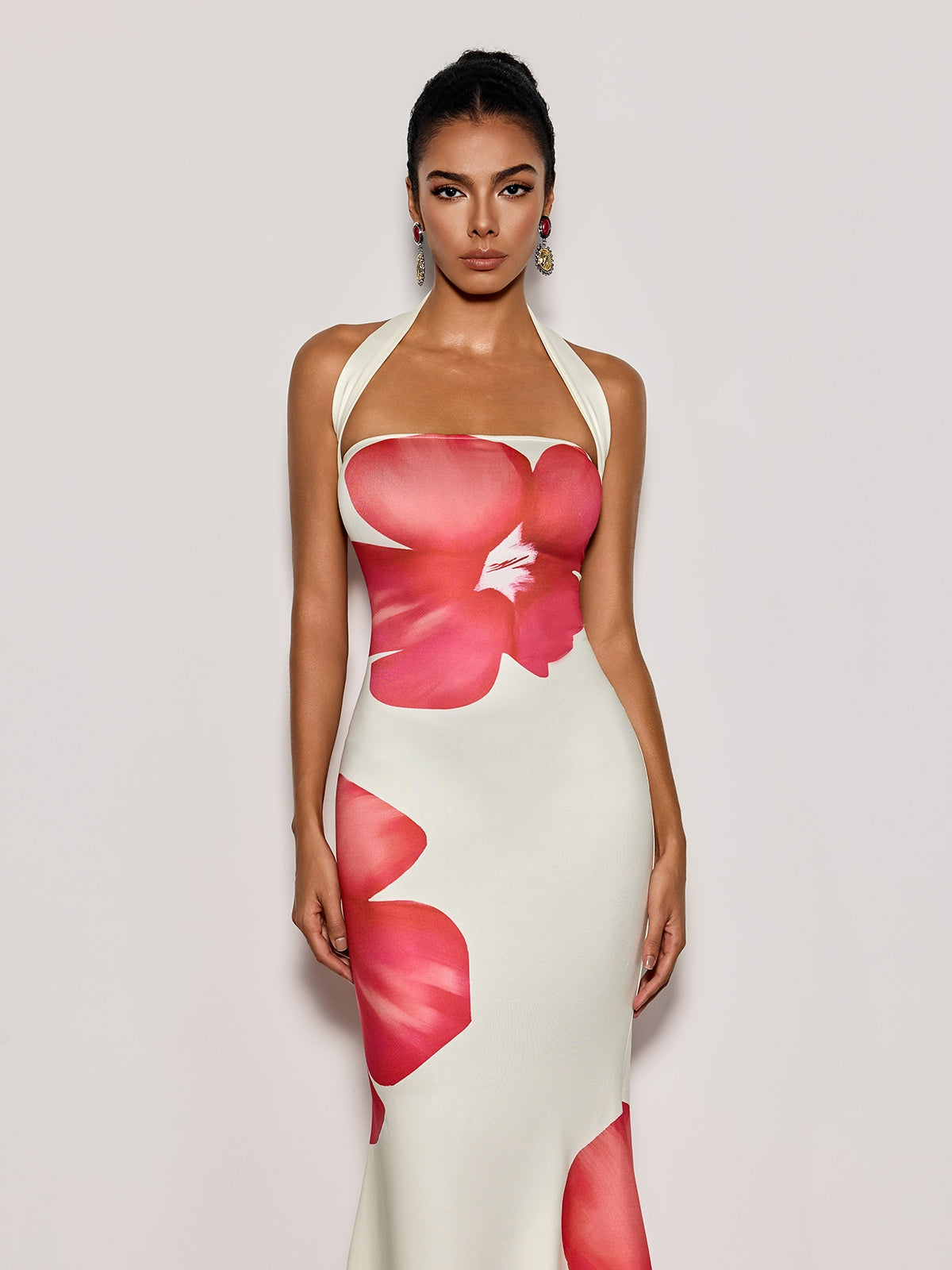 Esmor Halterneck Floral Maxi Dress