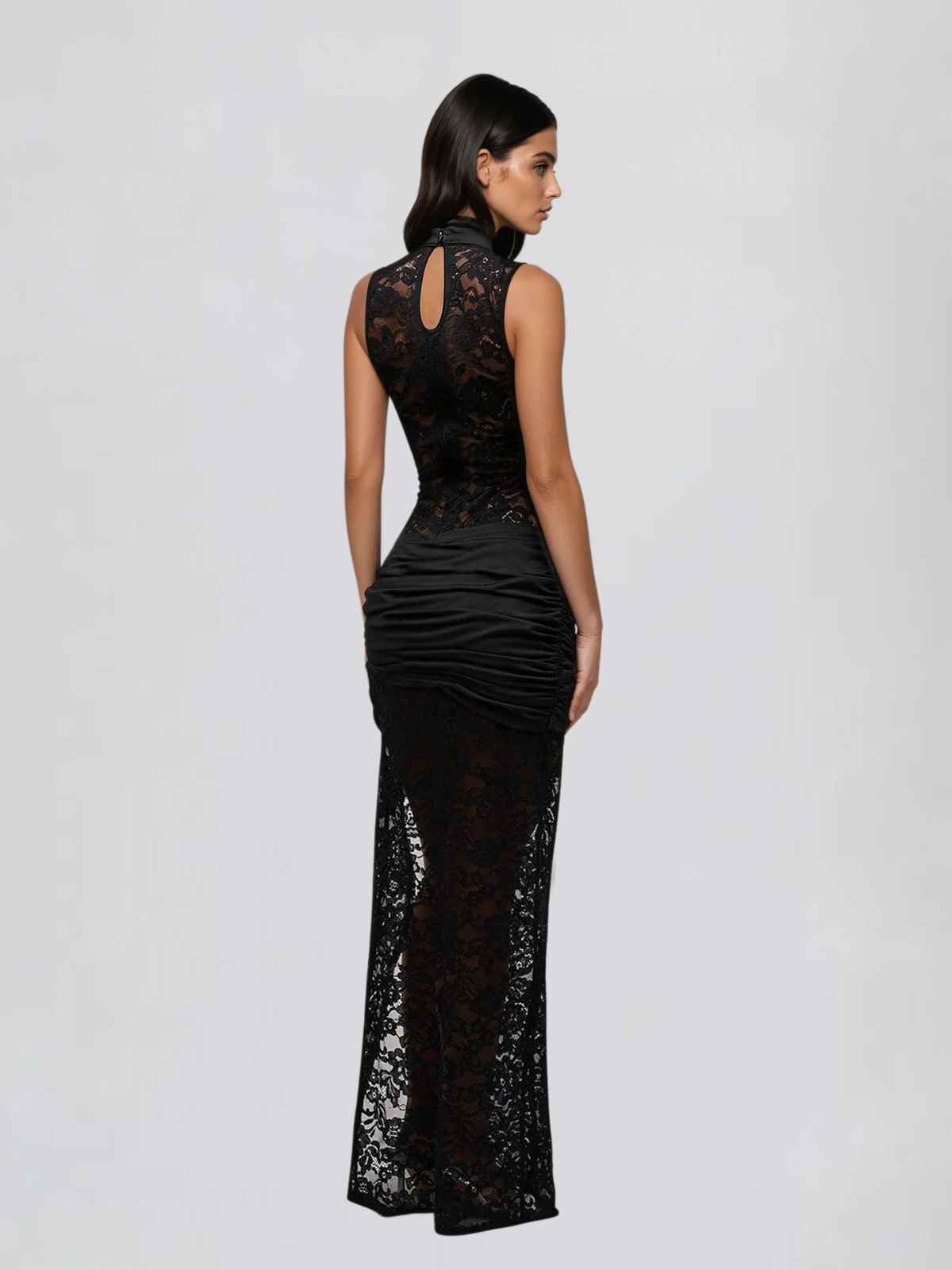 Eustace Sleeveless Lace Maxi Dress In Black
