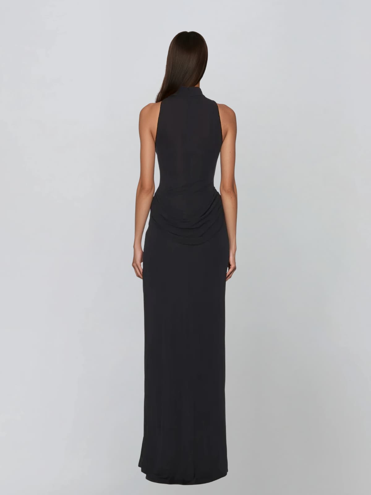 Exanthis High Neck Draped Split In Black