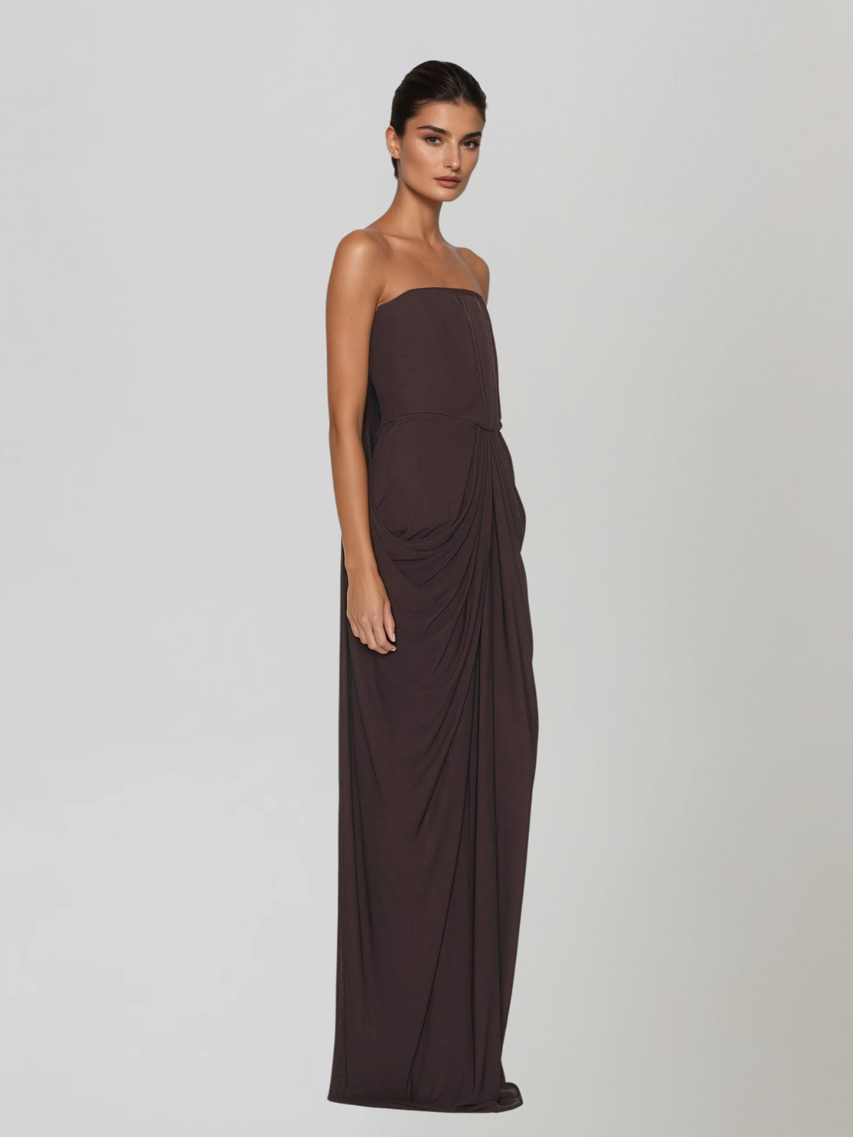 Exavory Strapless Ruched Maxi Dress
