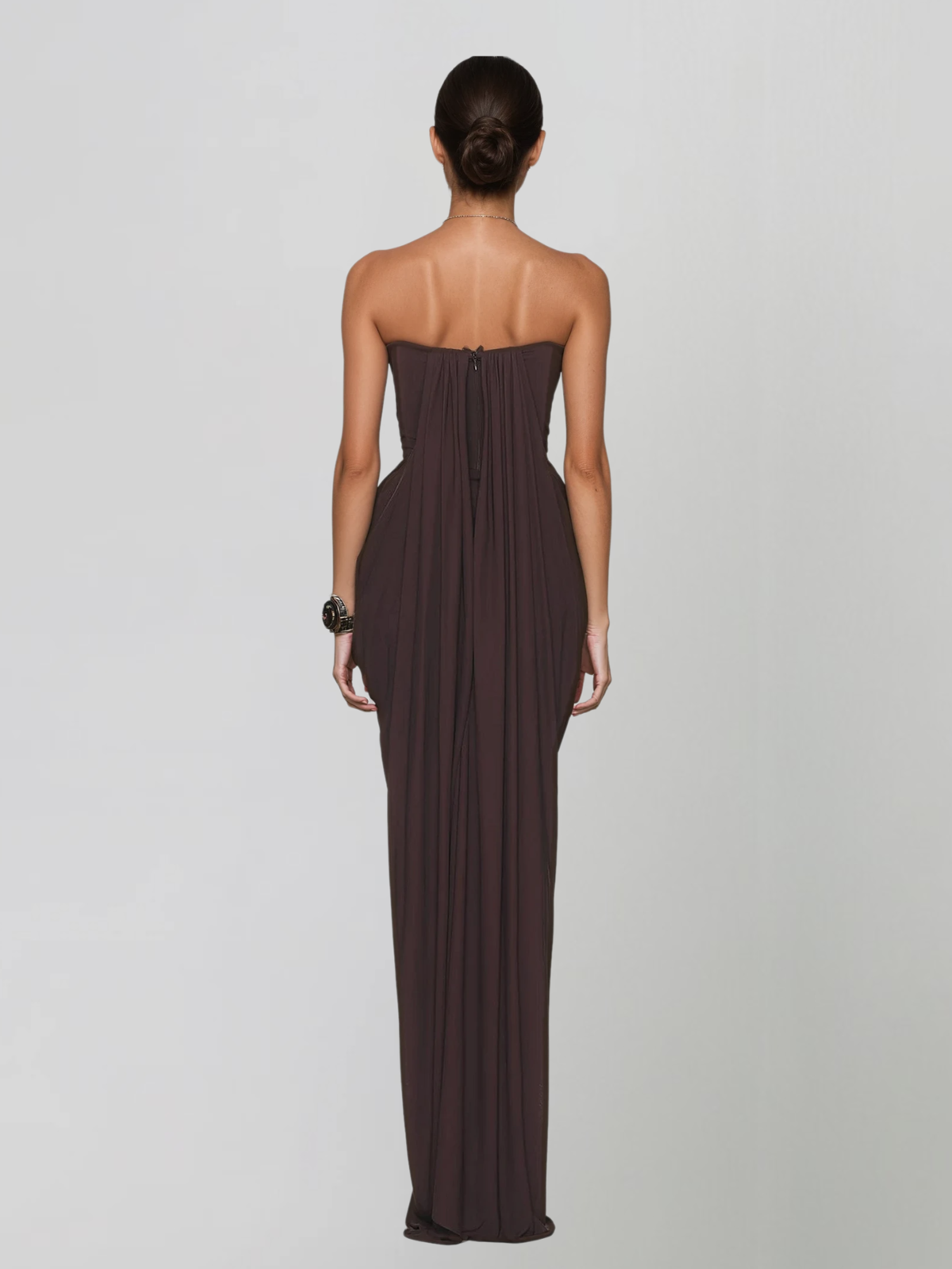 Exavory Strapless Ruched Maxi Dress