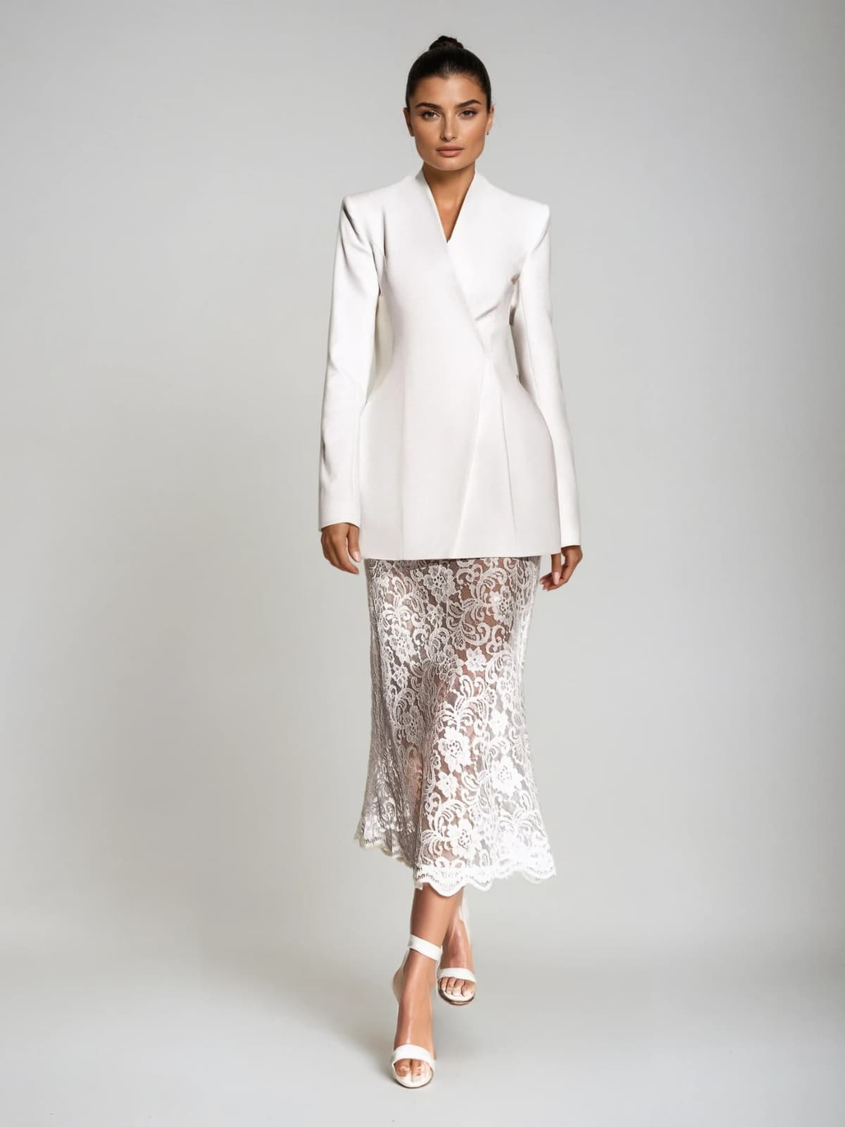 Execron Long Sleeve Lace Floral Dress Set
