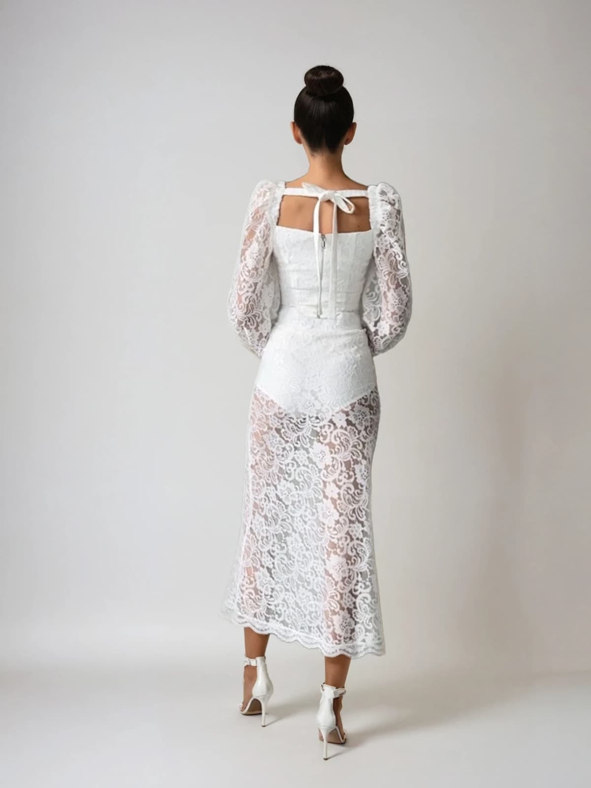 Execron Long Sleeve Lace Floral Dress Set