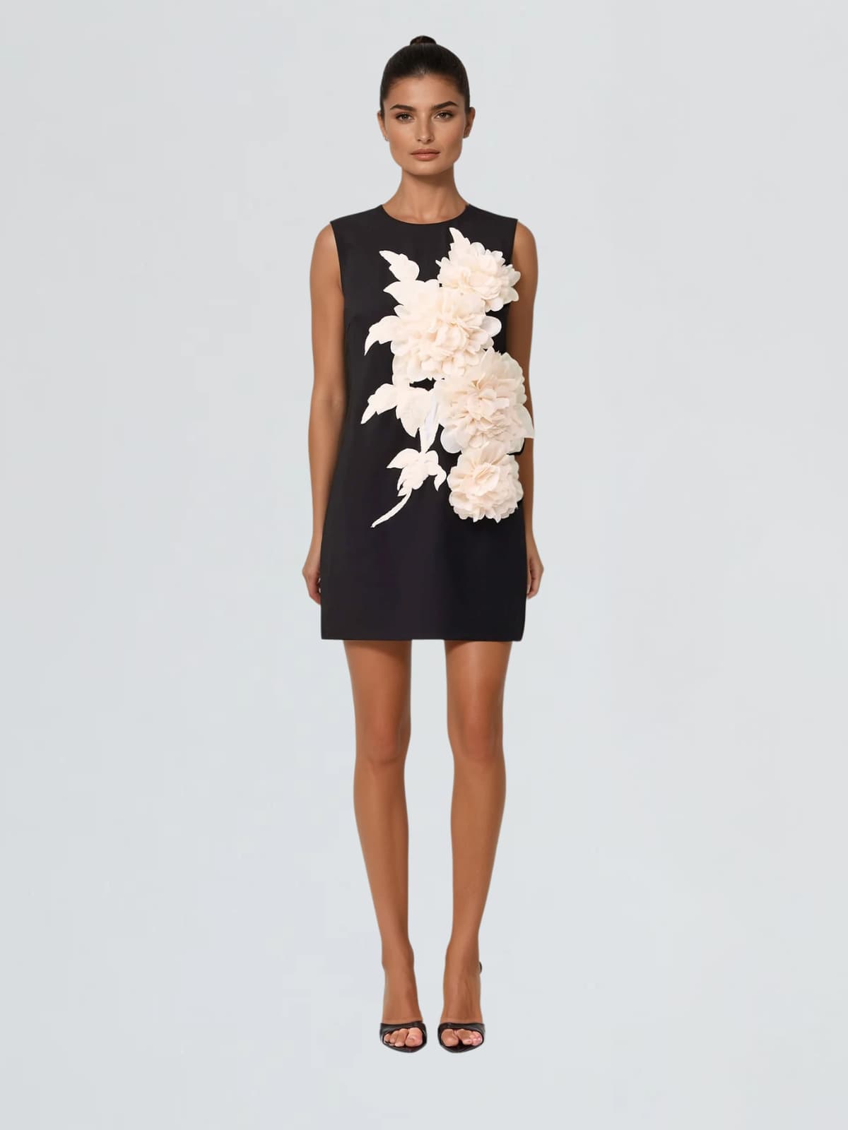 Exvila Sleeveless Flower Mini Dress