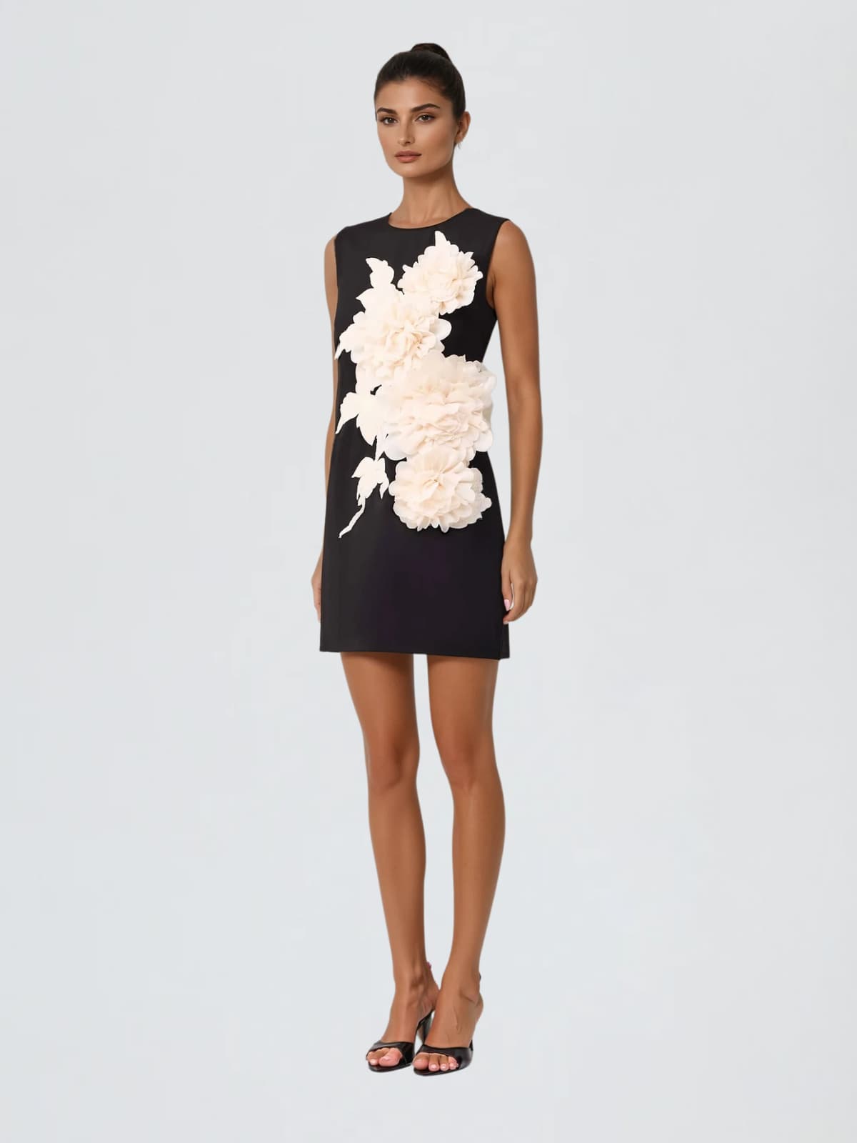 Exvila Sleeveless Flower Mini Dress