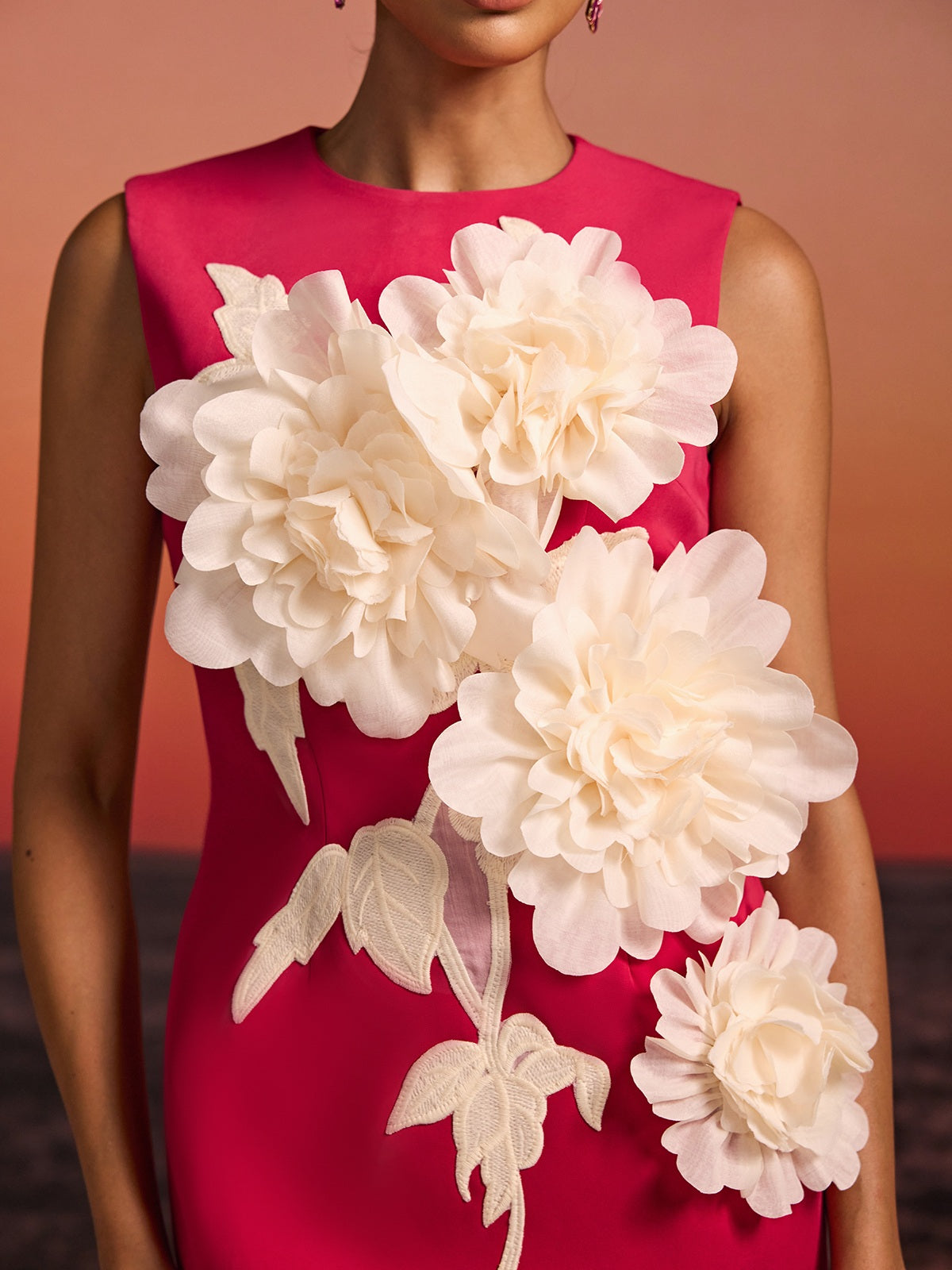 Exvila Sleeveless Flower Mini Dress In Red
