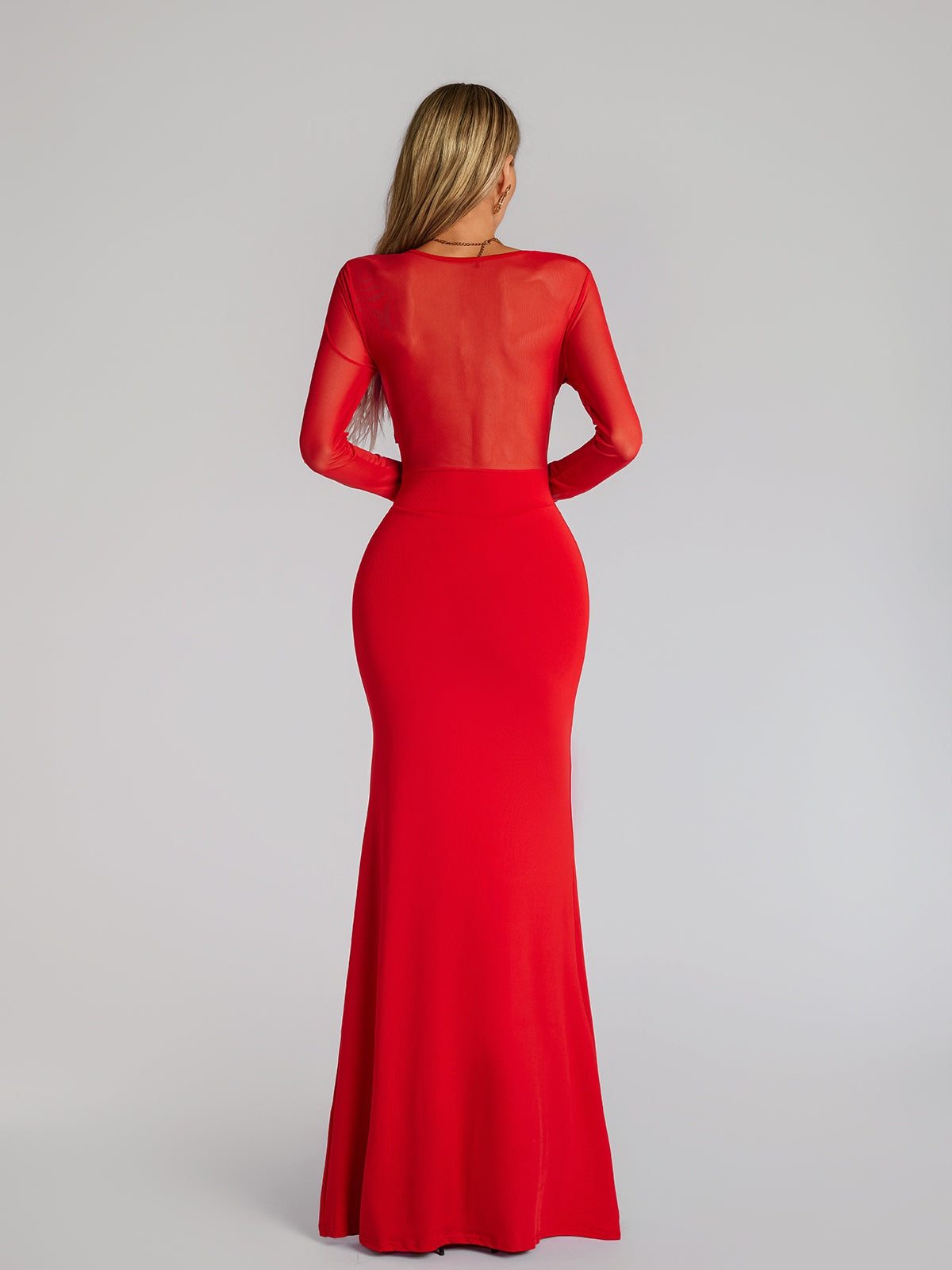 Fares Long Sleeve Tie Up Maxi Dress