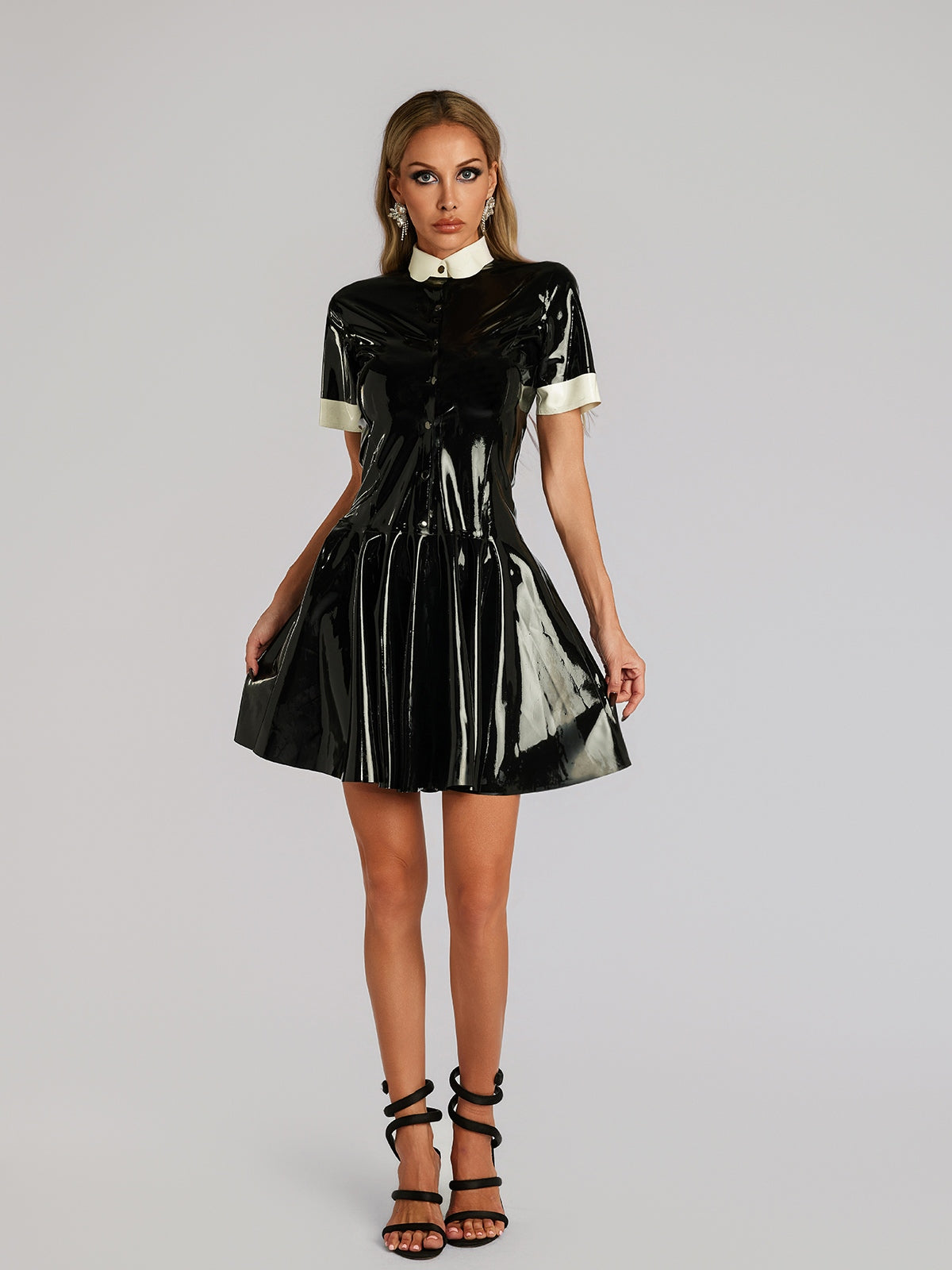 Farhad Short Sleeve Latex Dress