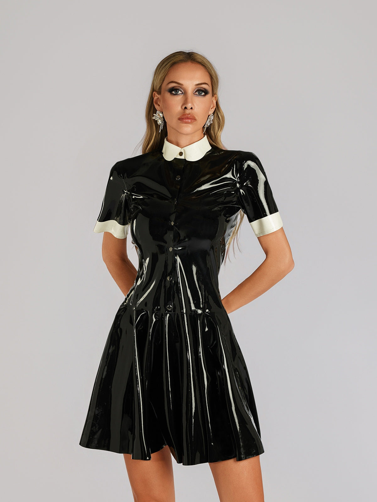 Farhad Short Sleeve Latex Dress