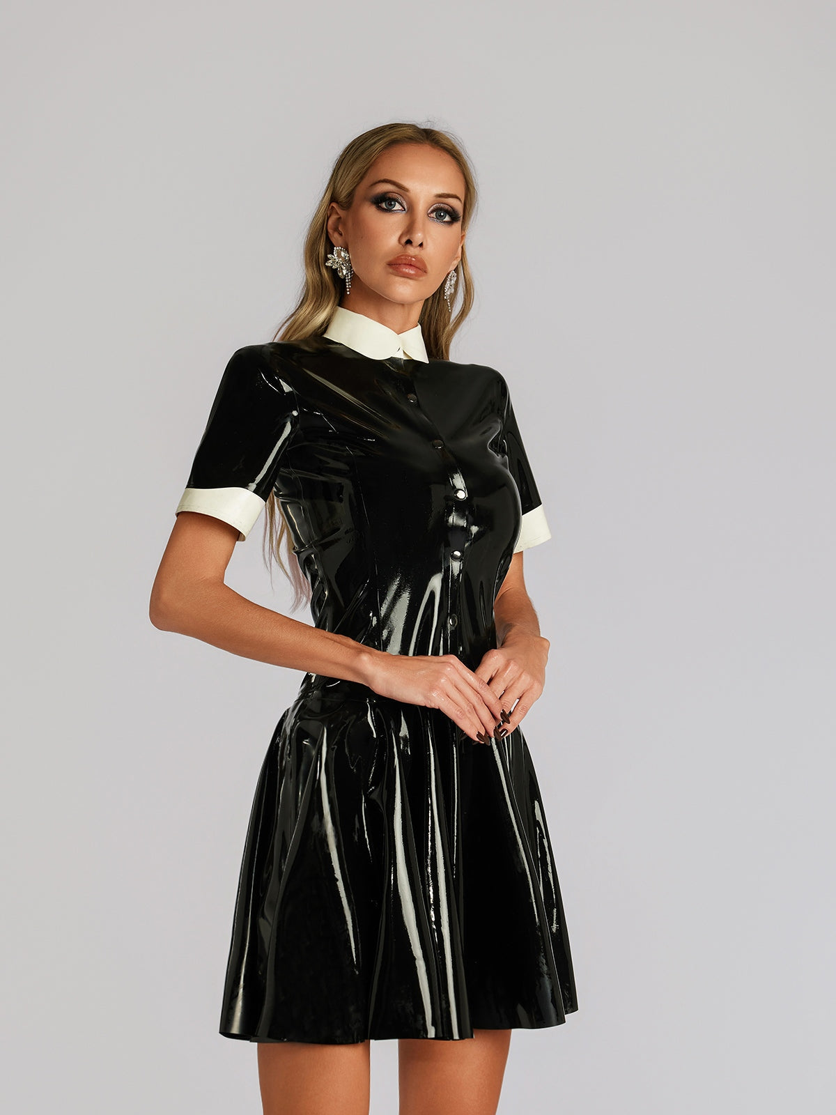 Farhad Short Sleeve Latex Dress