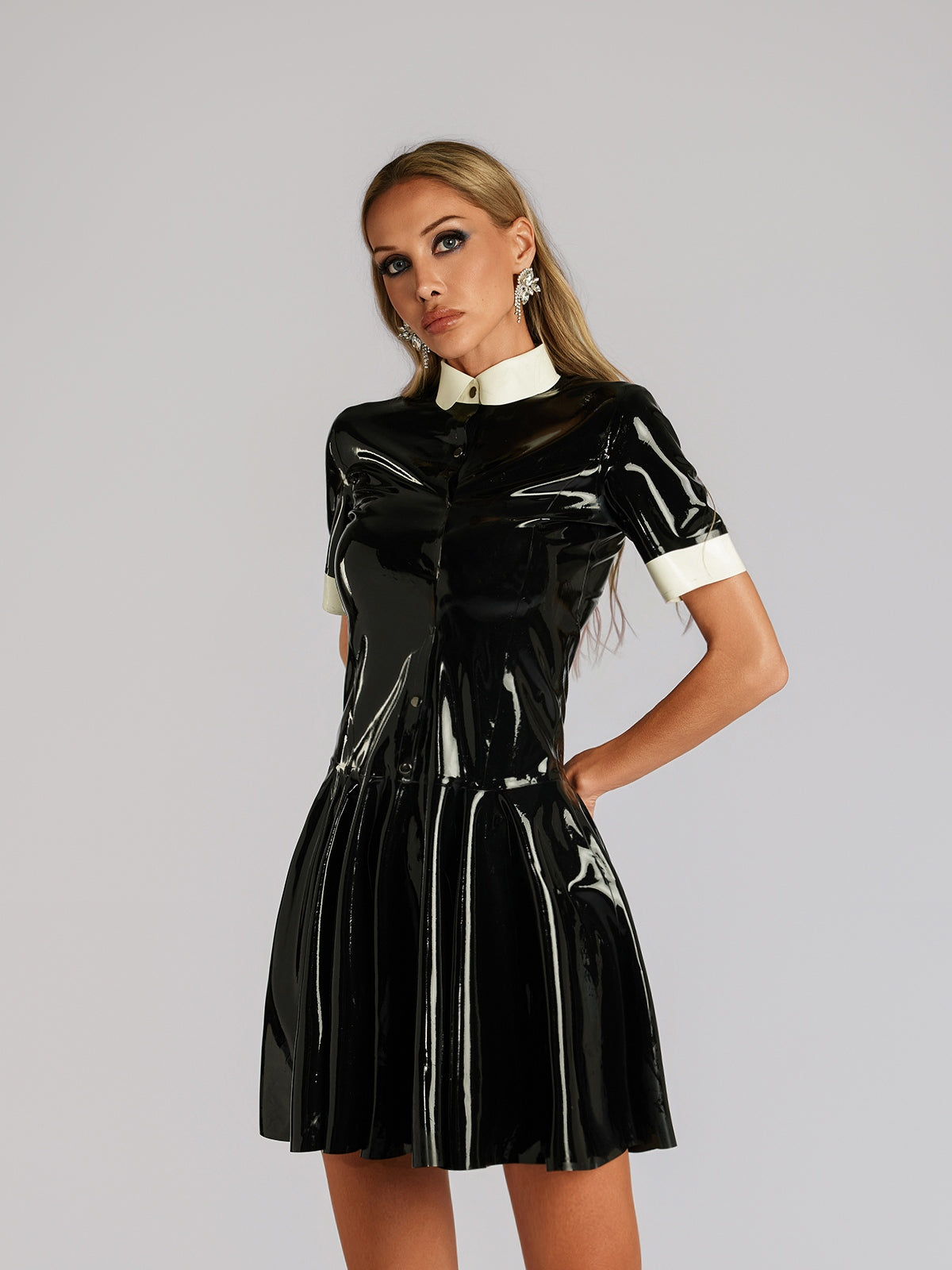 Farhad Short Sleeve Latex Dress