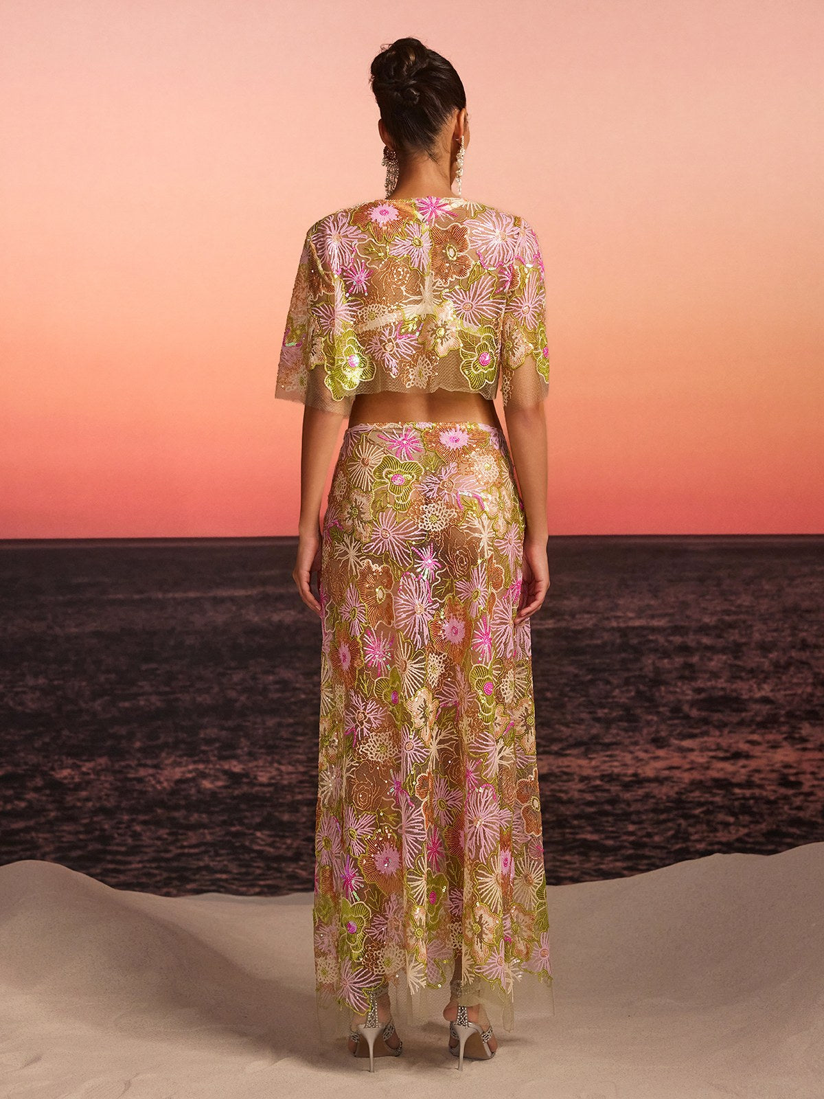 Fariba Floral Embroidered Skirt Set