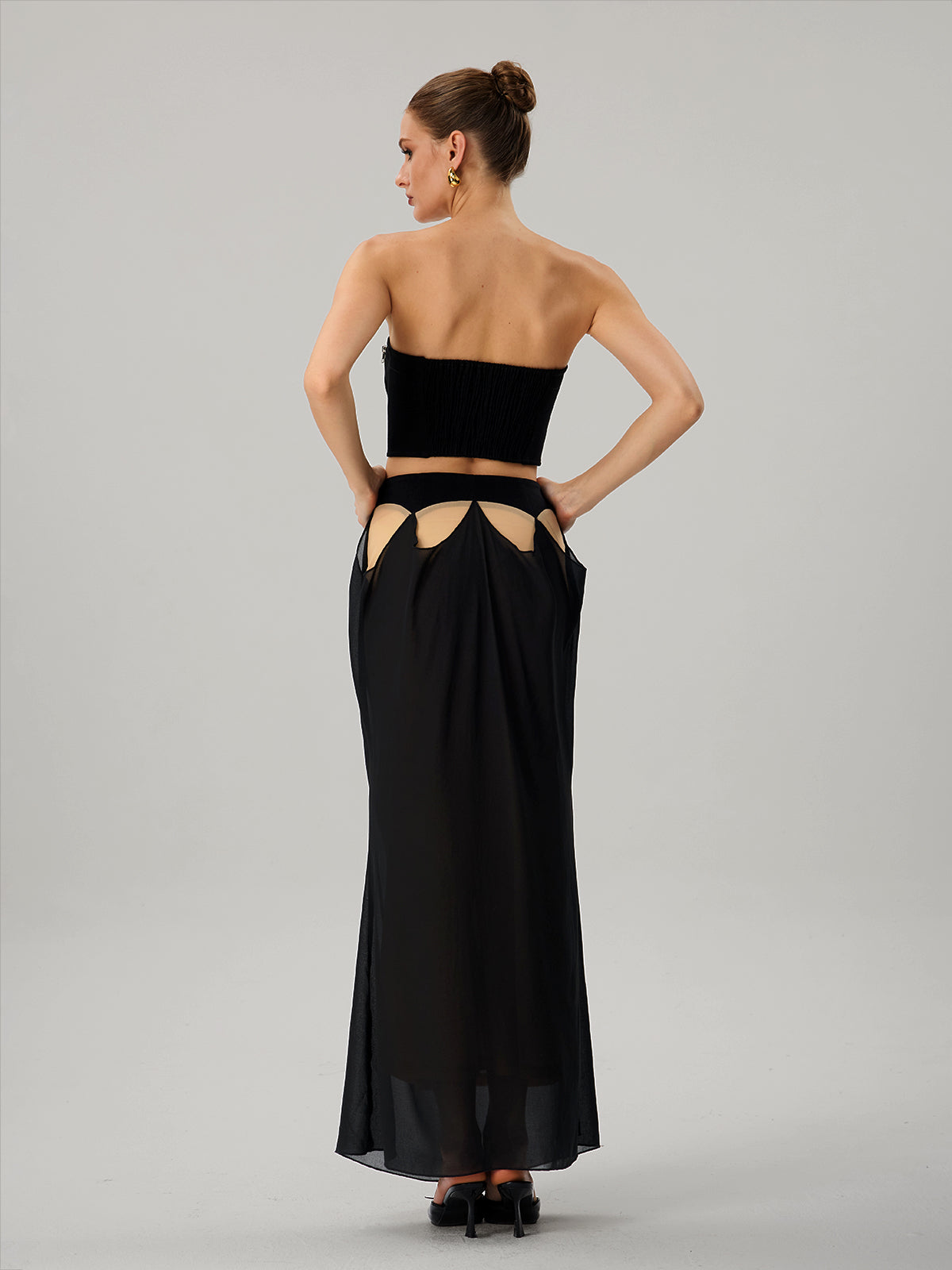 Farida Strapless Zipper Skirt Set