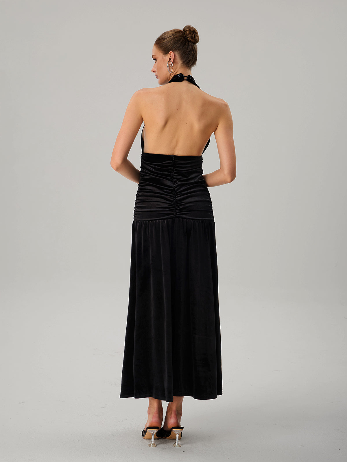 Faro Halterneck Ruched Maxi Dress