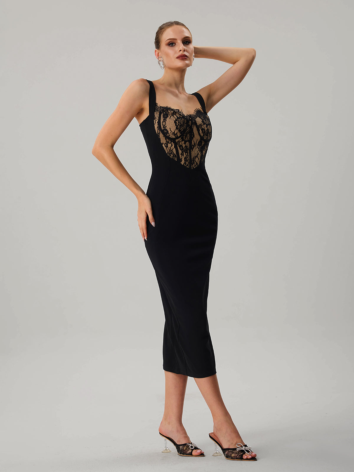 Faroald Sleeveless Lace Midi Dress