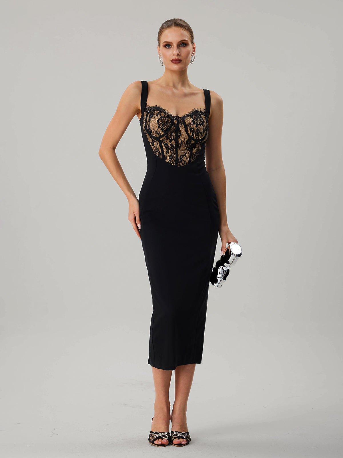 Faroald Sleeveless Lace Midi Dress