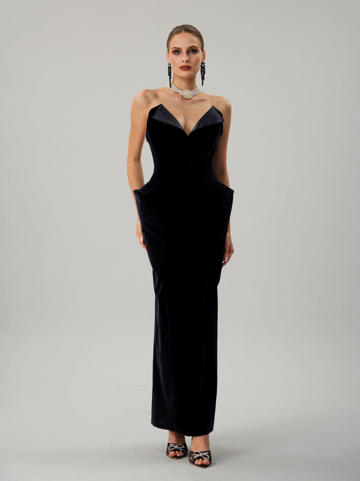 Farquhar Strapless Velvet Maxi Dress