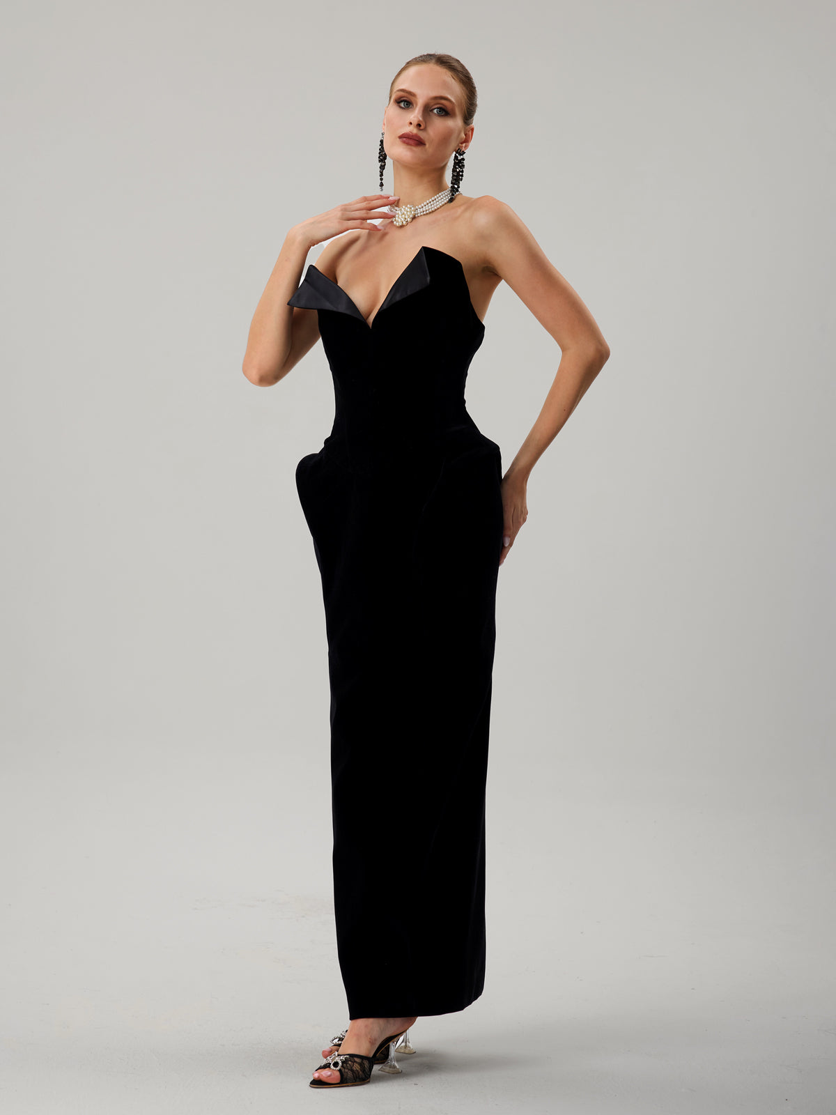 Farquhar Strapless Velvet Maxi Dress