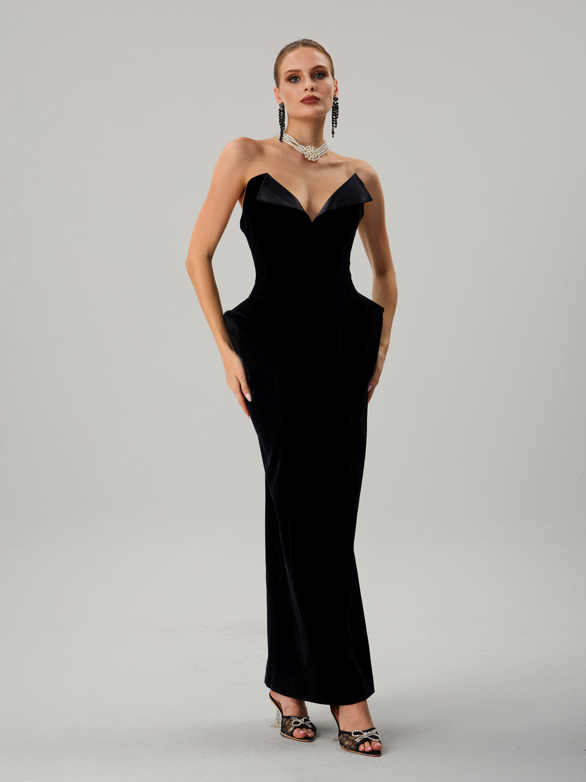Farquhar Strapless Velvet Maxi Dress