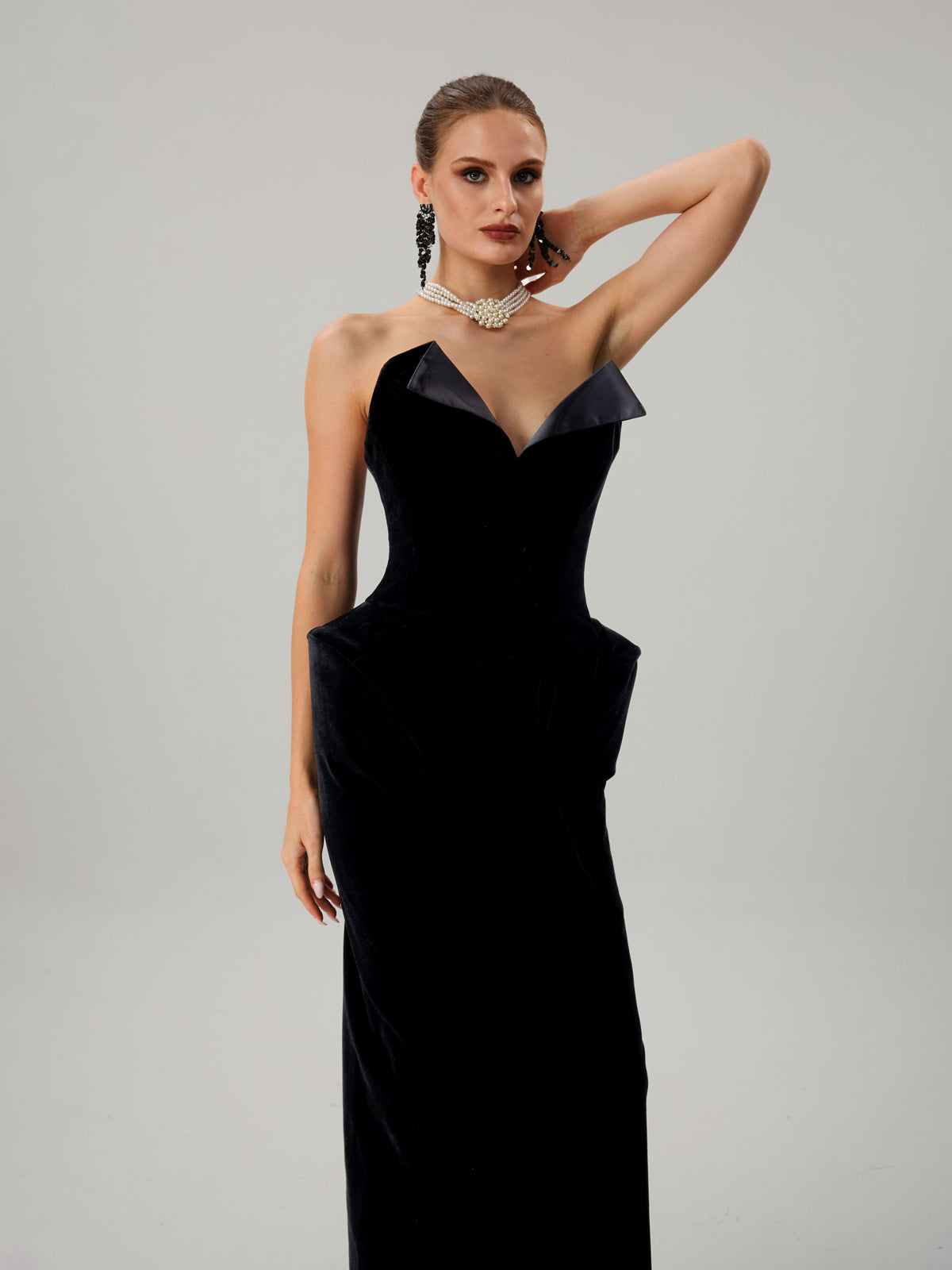 Farquhar Strapless Velvet Maxi Dress