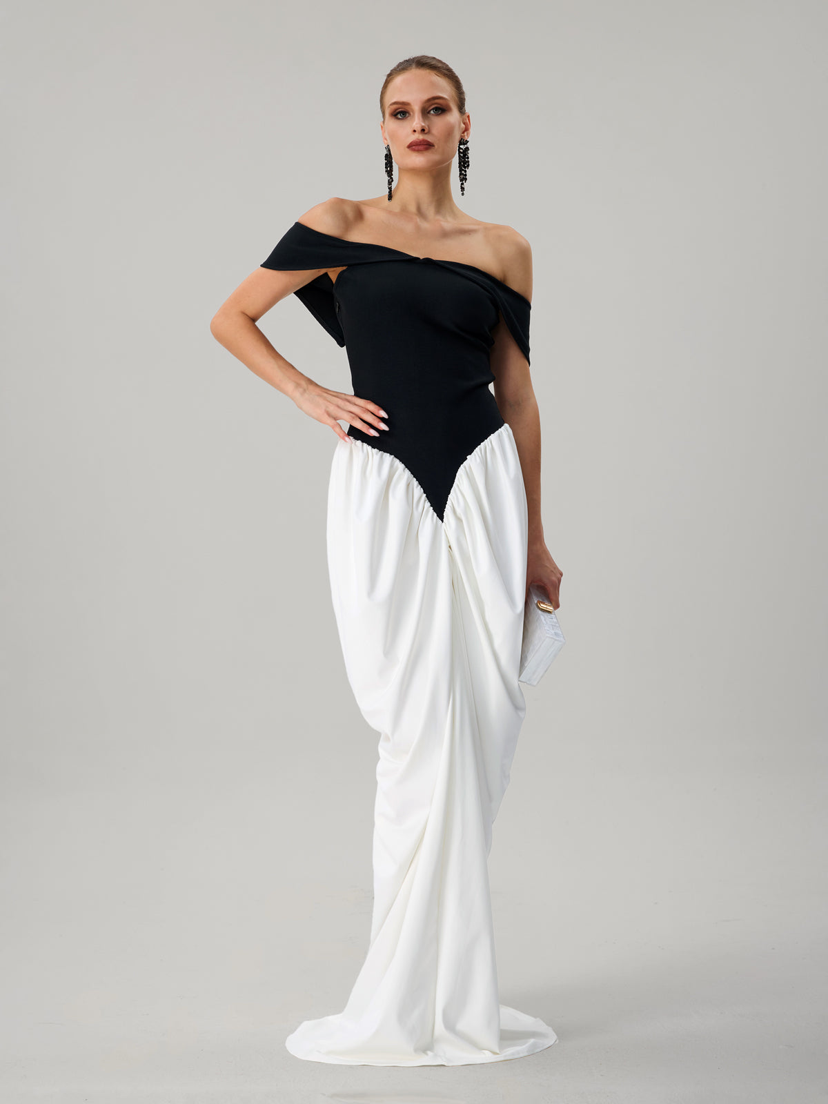 Farrokh Off Shoulder Lace Up Maxi Dress