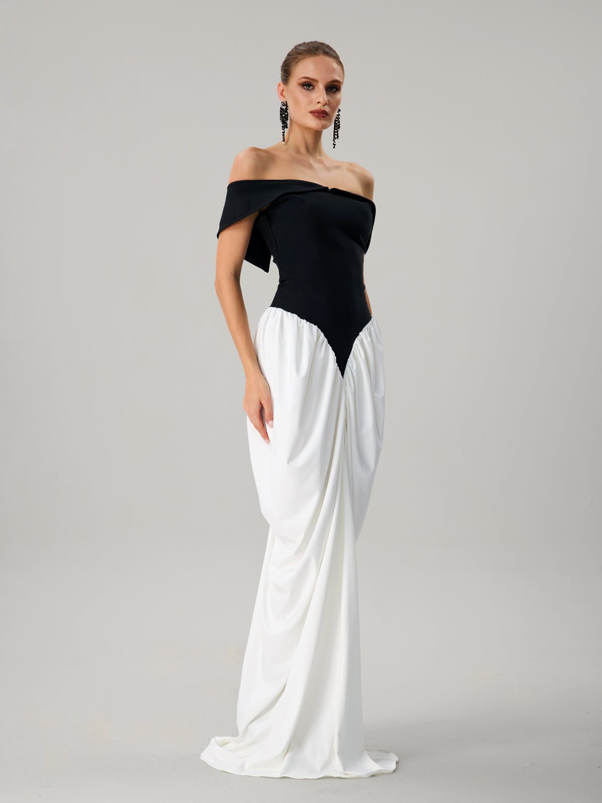 Farrokh Off Shoulder Lace Up Maxi Dress