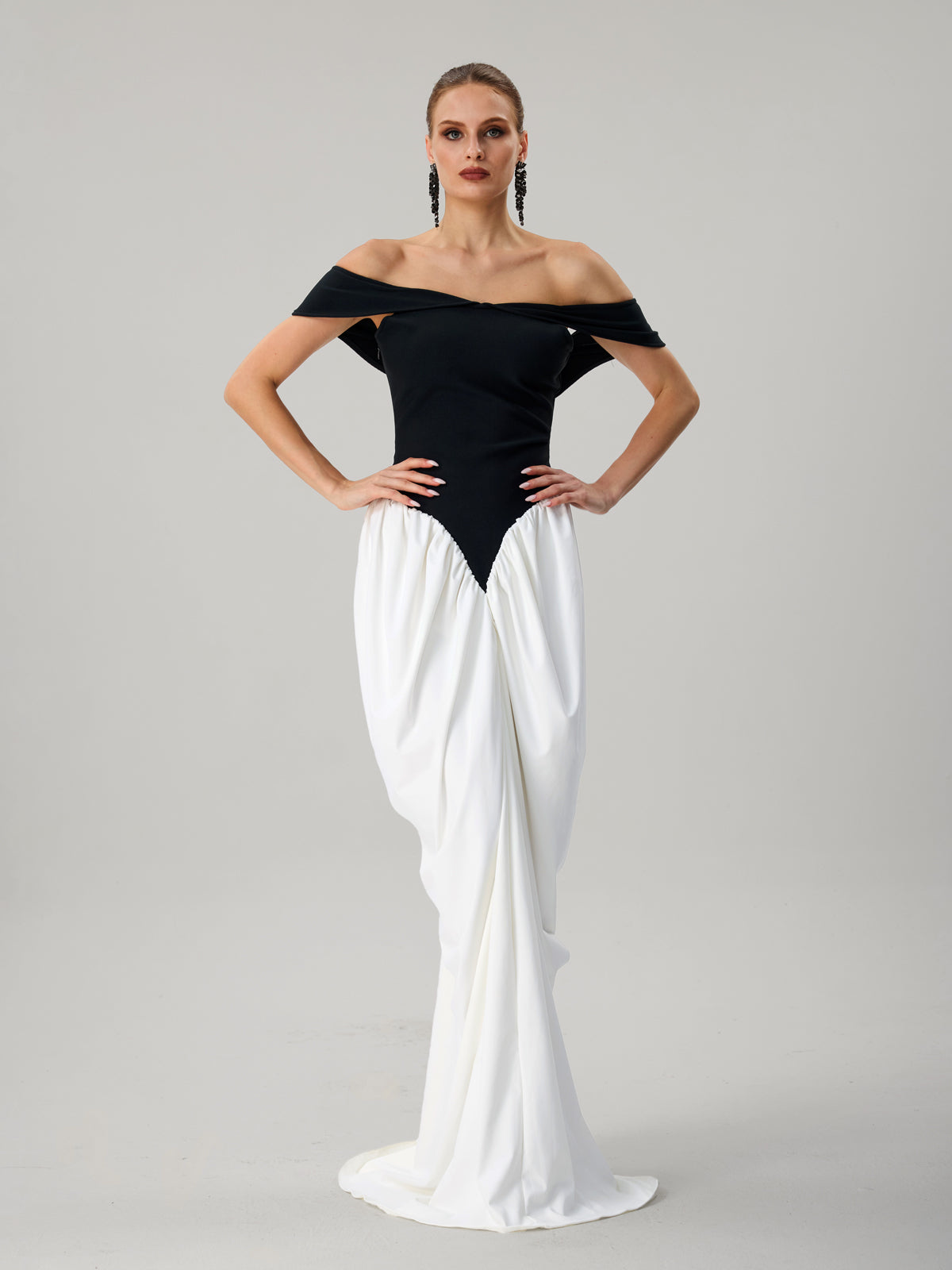 Farrokh Off Shoulder Lace Up Maxi Dress