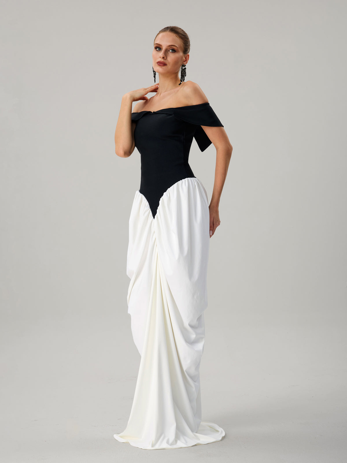 Farrokh Off Shoulder Lace Up Maxi Dress