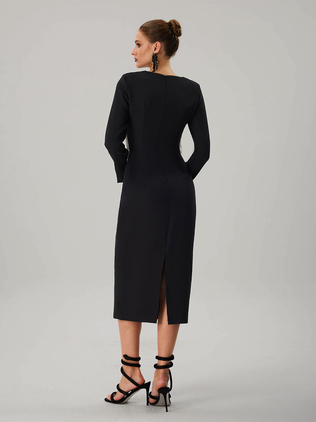 Farruh Long Sleeve Bow Midi Dress