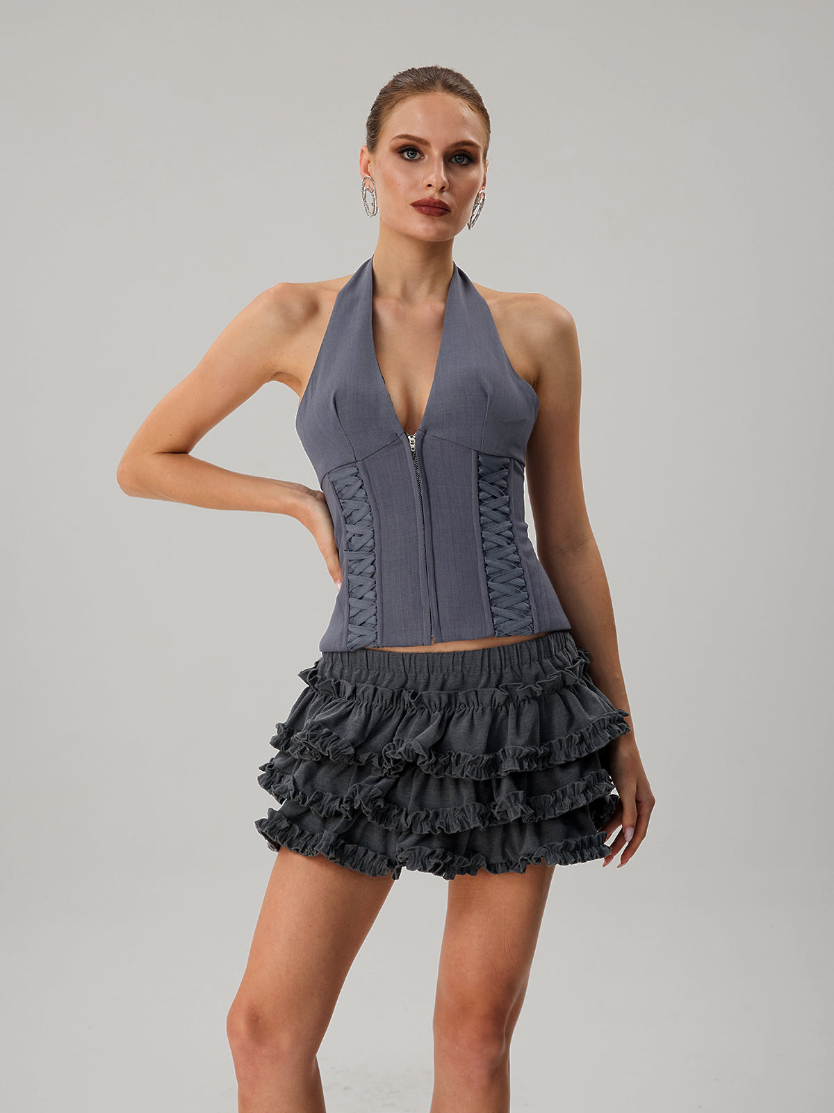 Fatou Halterneck Ruffle Tiered Skirt Set