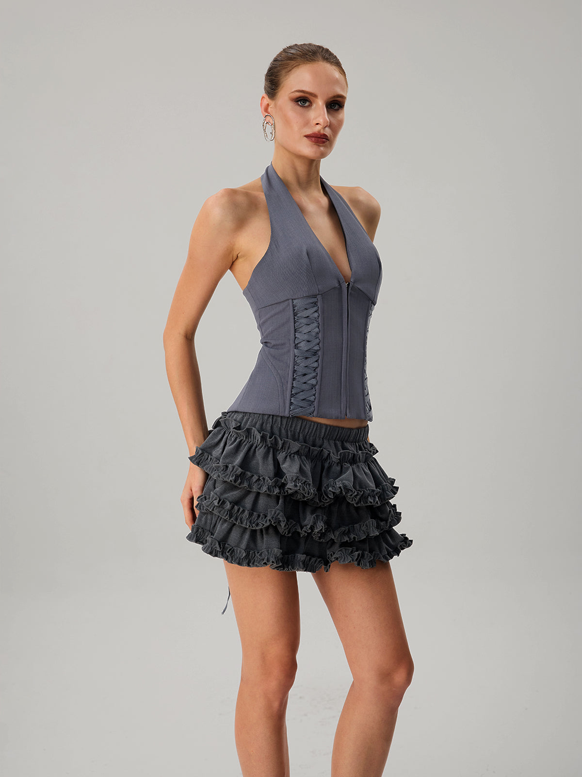 Fatou Halterneck Ruffle Tiered Skirt Set