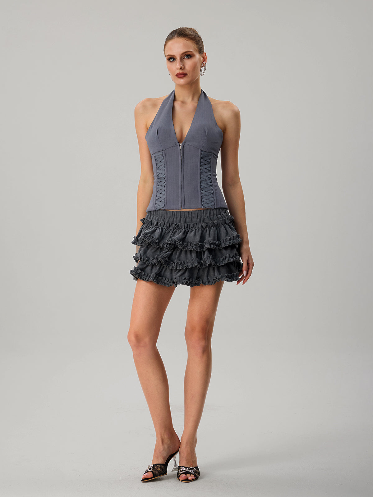 Fatou Halterneck Ruffle Tiered Skirt Set