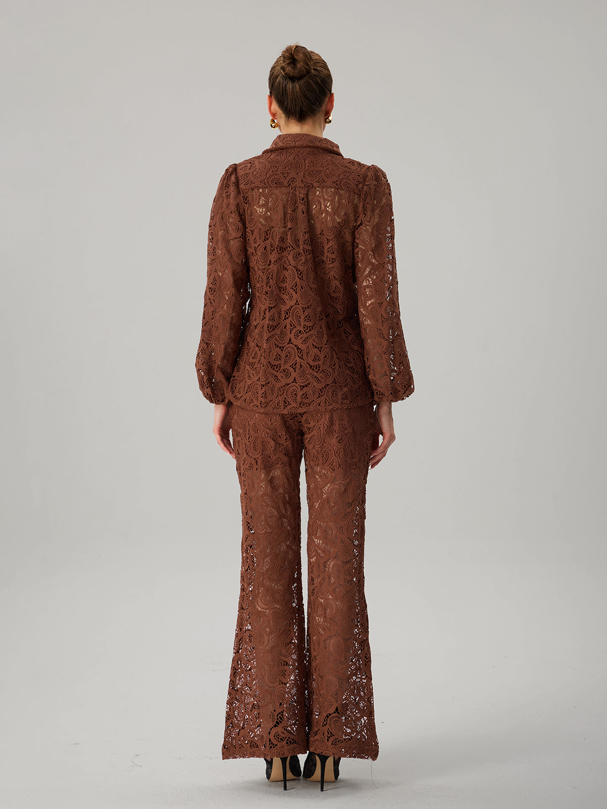 Fatsani Ballon Sleeve Embroidered Pants Set